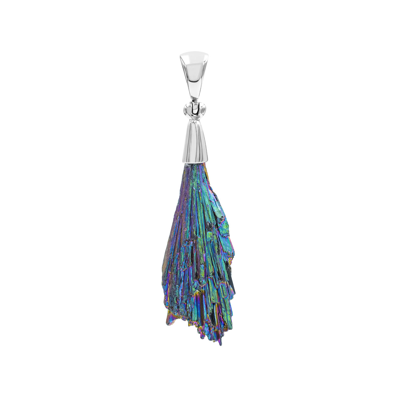 Starborn Rainbow Aura Kyanite Crystal Chop Pendant in Sterling Silver