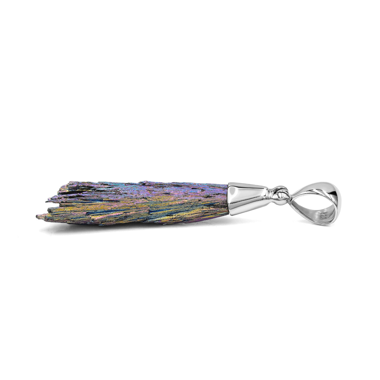 Starborn Rainbow Aura Kyanite Crystal Chop Pendant in Sterling Silver