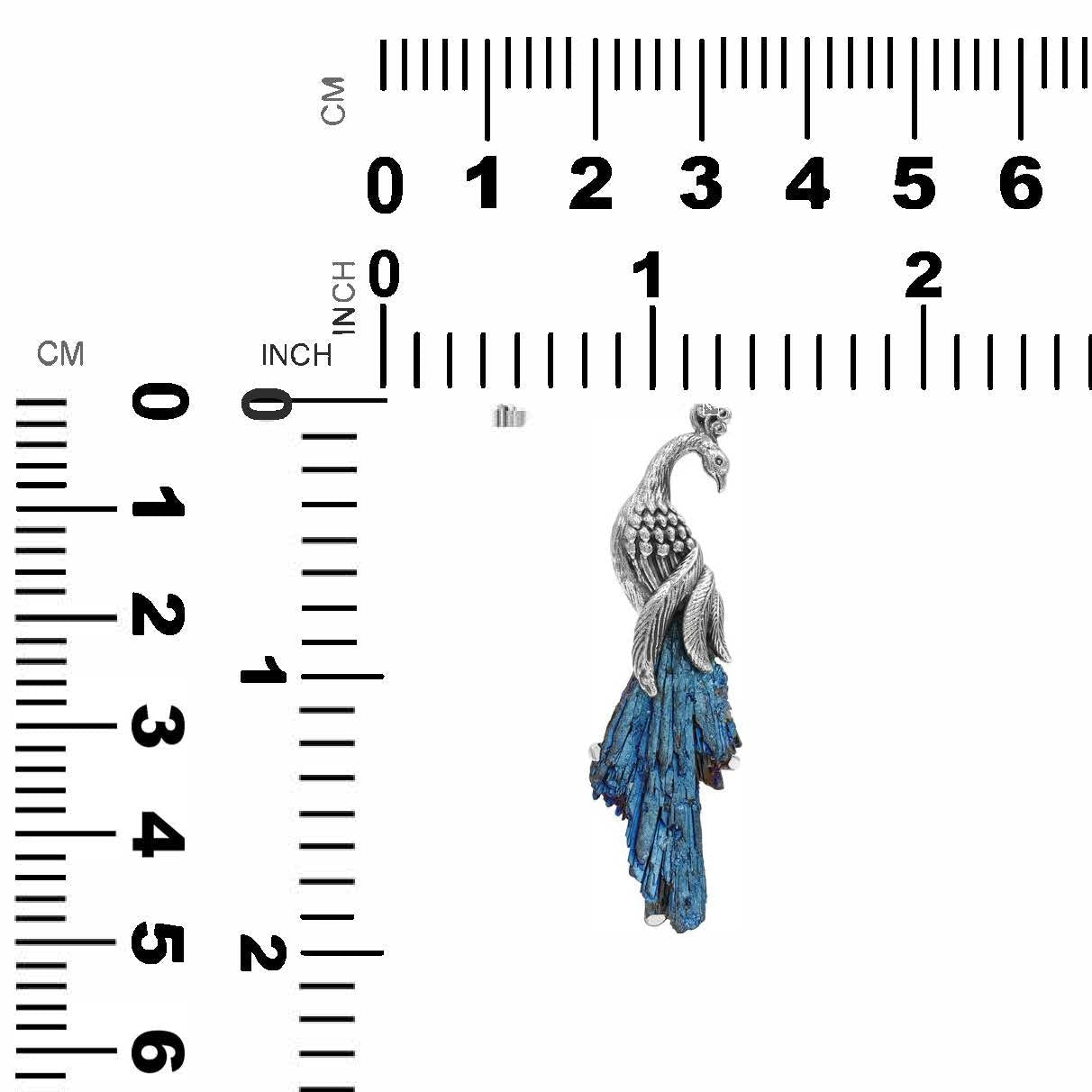 Starborn Blue Aura Kyanite Crystal Peacock Pendant in Sterling Silver