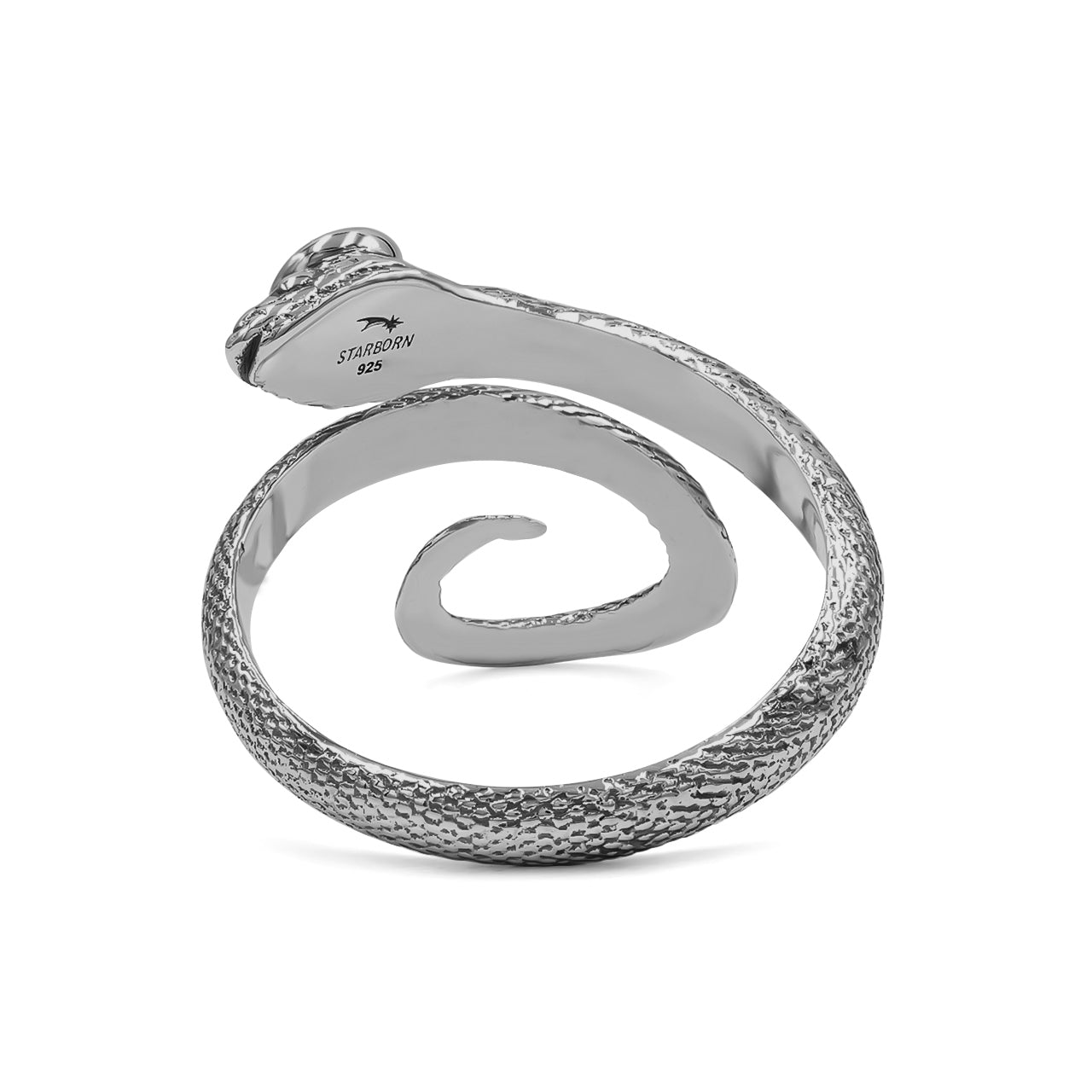 Starborn – Spiralförmiger Schlangenring mit facettiertem Kyanit in Sterlingsilber