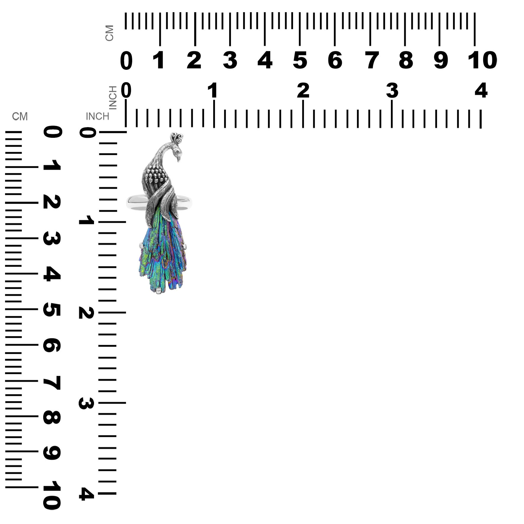 Starborn Aura Kyanite Crystal Peacock Ring in Sterling Silver