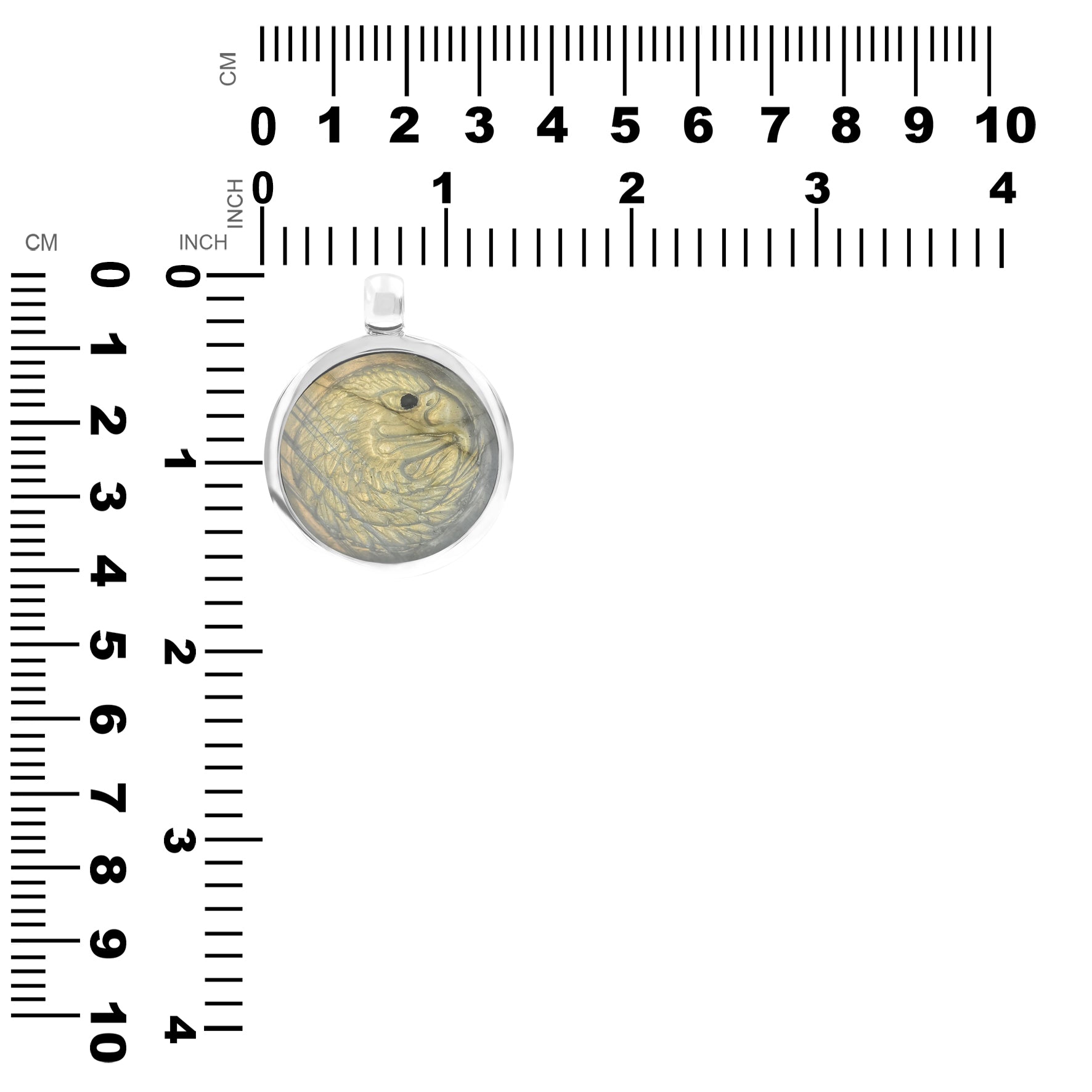 Starborn Labradorite Carved Eagle Head Medallion Style Pendant in Sterling Silver