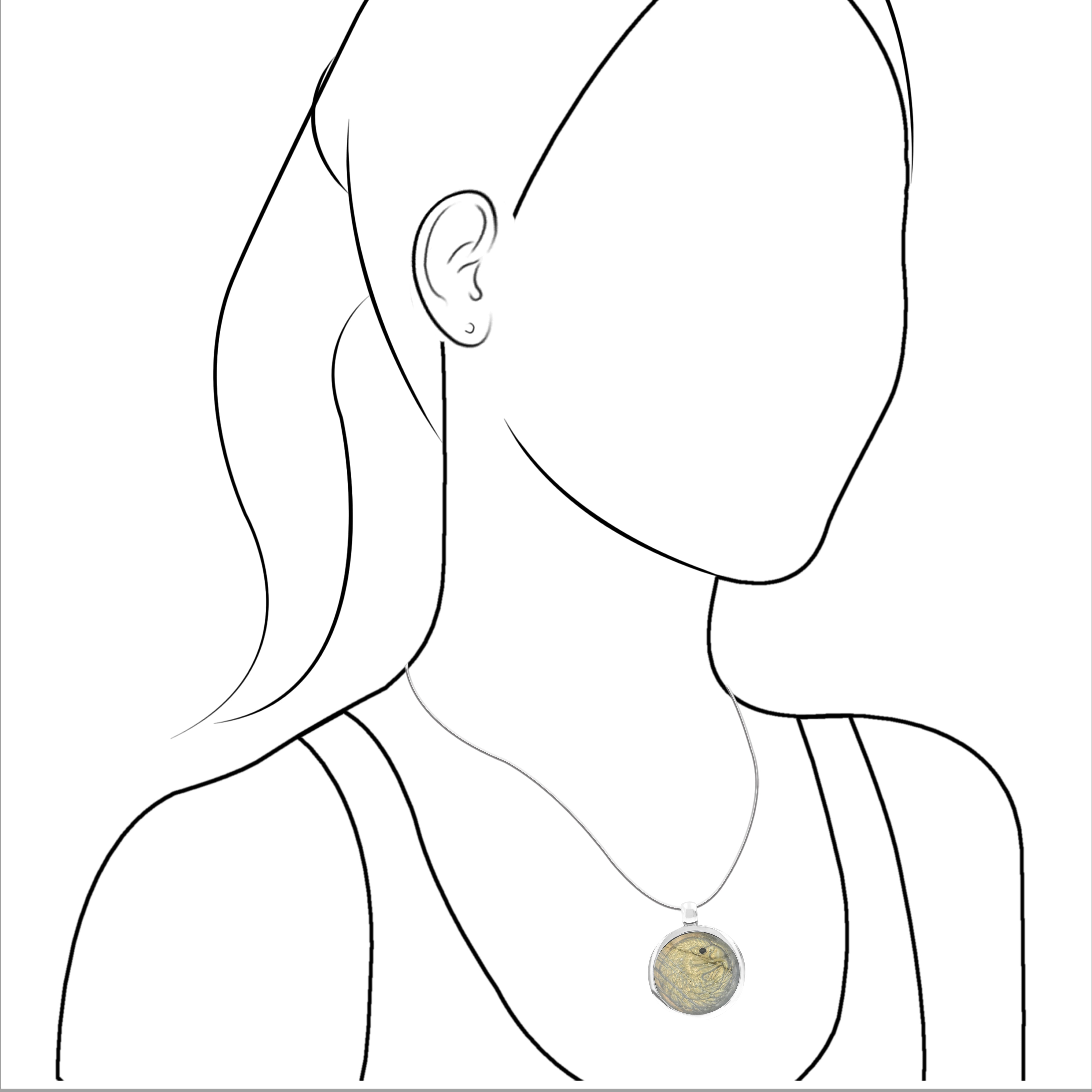 Starborn Labradorite Carved Eagle Head Medallion Style Pendant in Sterling Silver