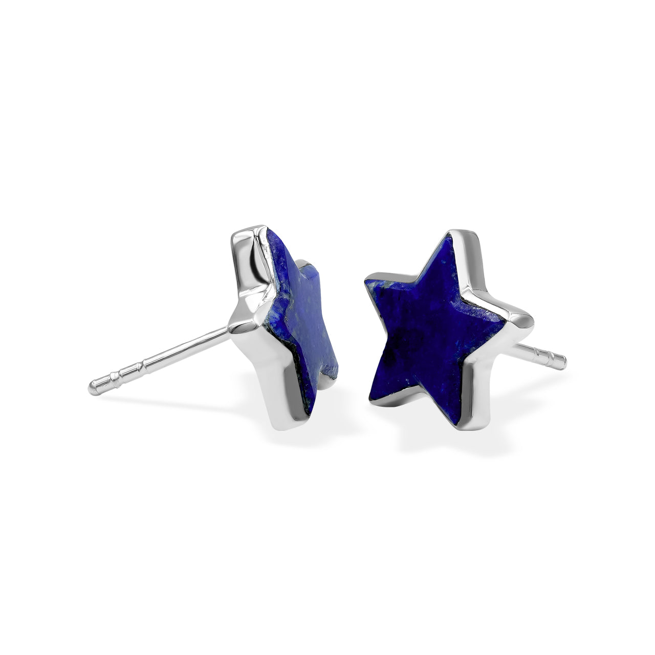 Starborn Gemstones Star Post Earrings in Sterling Silver