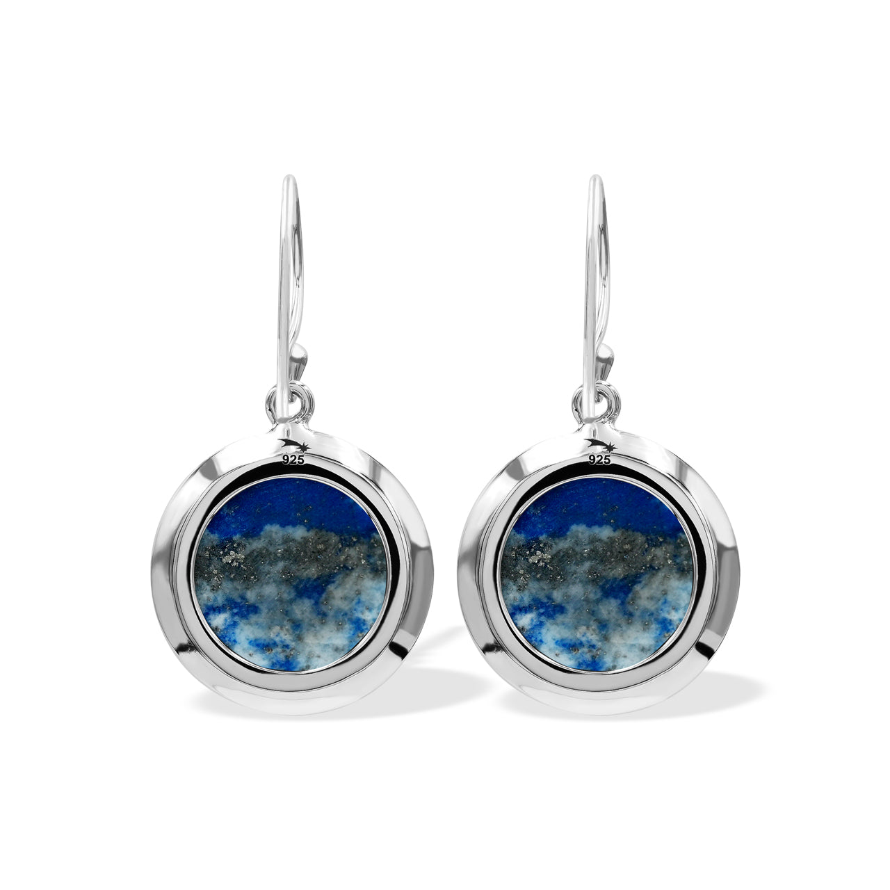 Pendiente estilo medallón con piedras preciosas redondas de 15 mm Starborn en plata de ley - Pequeño