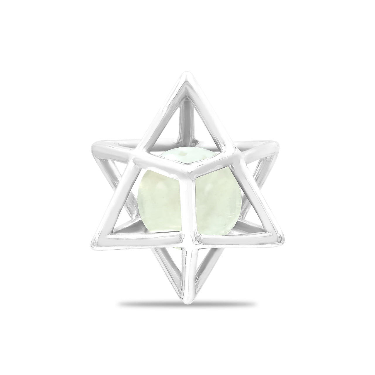 Colgante con esfera de piedras preciosas de jaula mediana Merkabah de Starborn en plata de ley