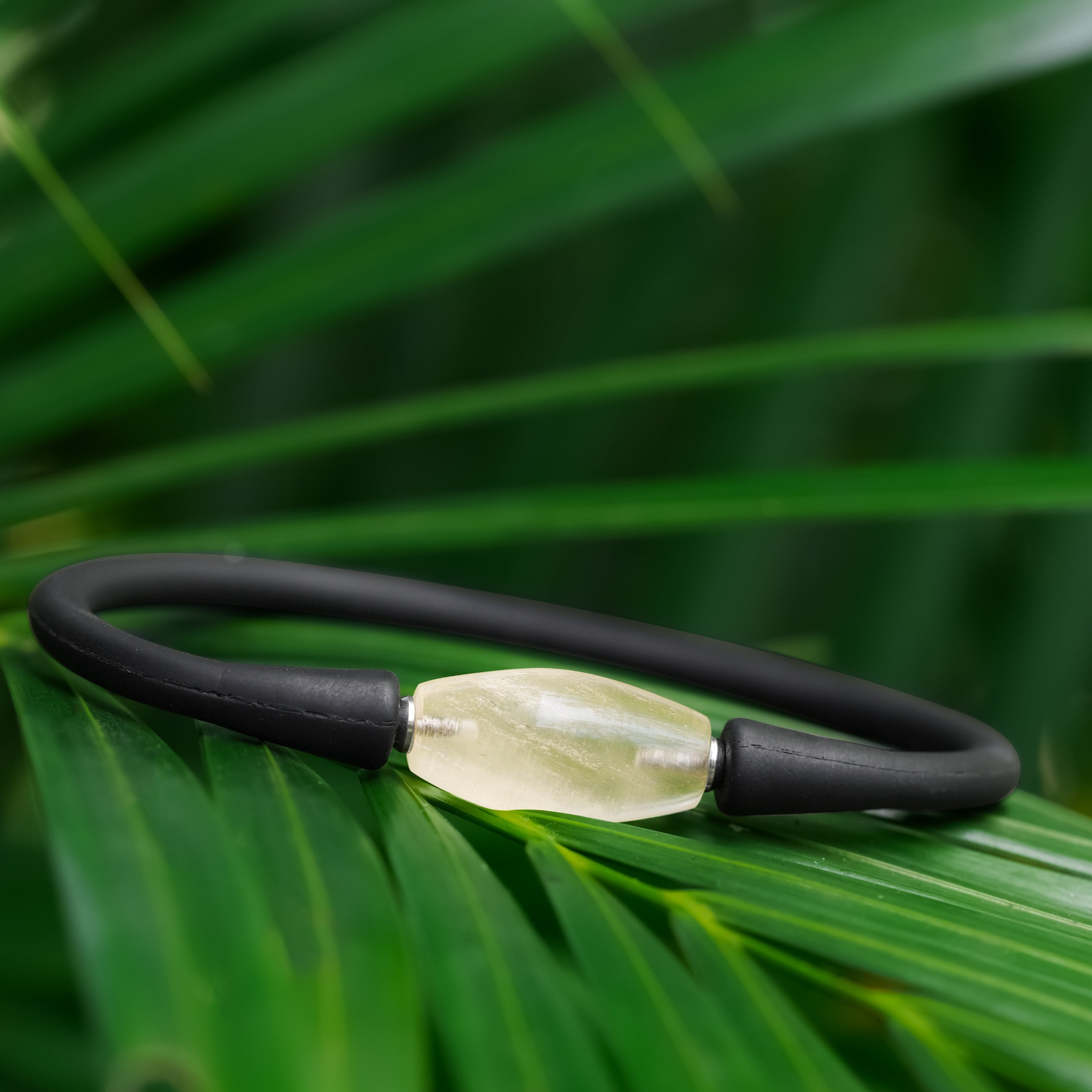 Starborn Libyan Desert Tektite Drum Bead Silicone Bracelet