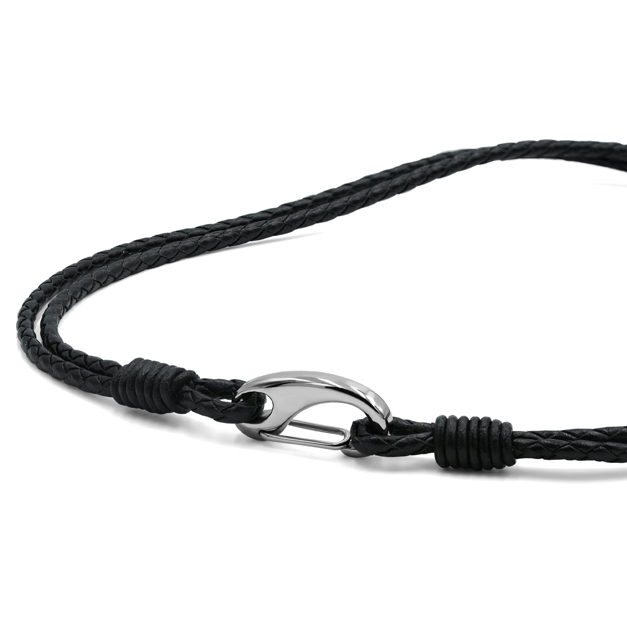 Starborn Thick Double Braided 3.5mm Leather Necklace with Stainless Steel Clasp