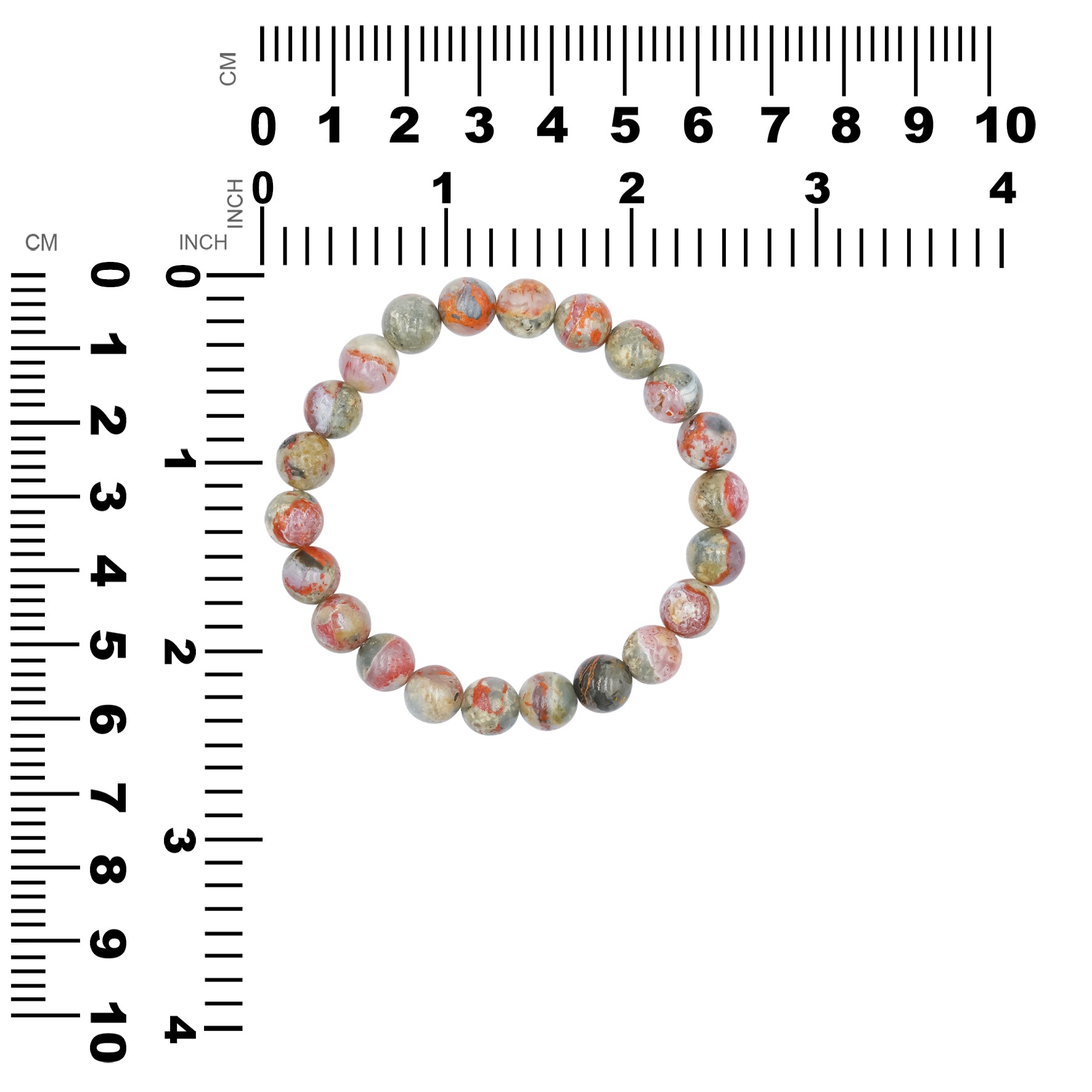 Starborn 10 mm Magma Chalcedon Perlen elastisches Armband
