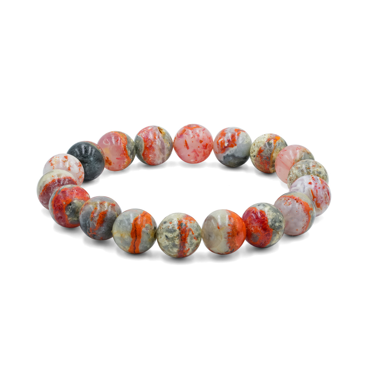Starborn 10 mm Magma Chalcedon Perlen elastisches Armband