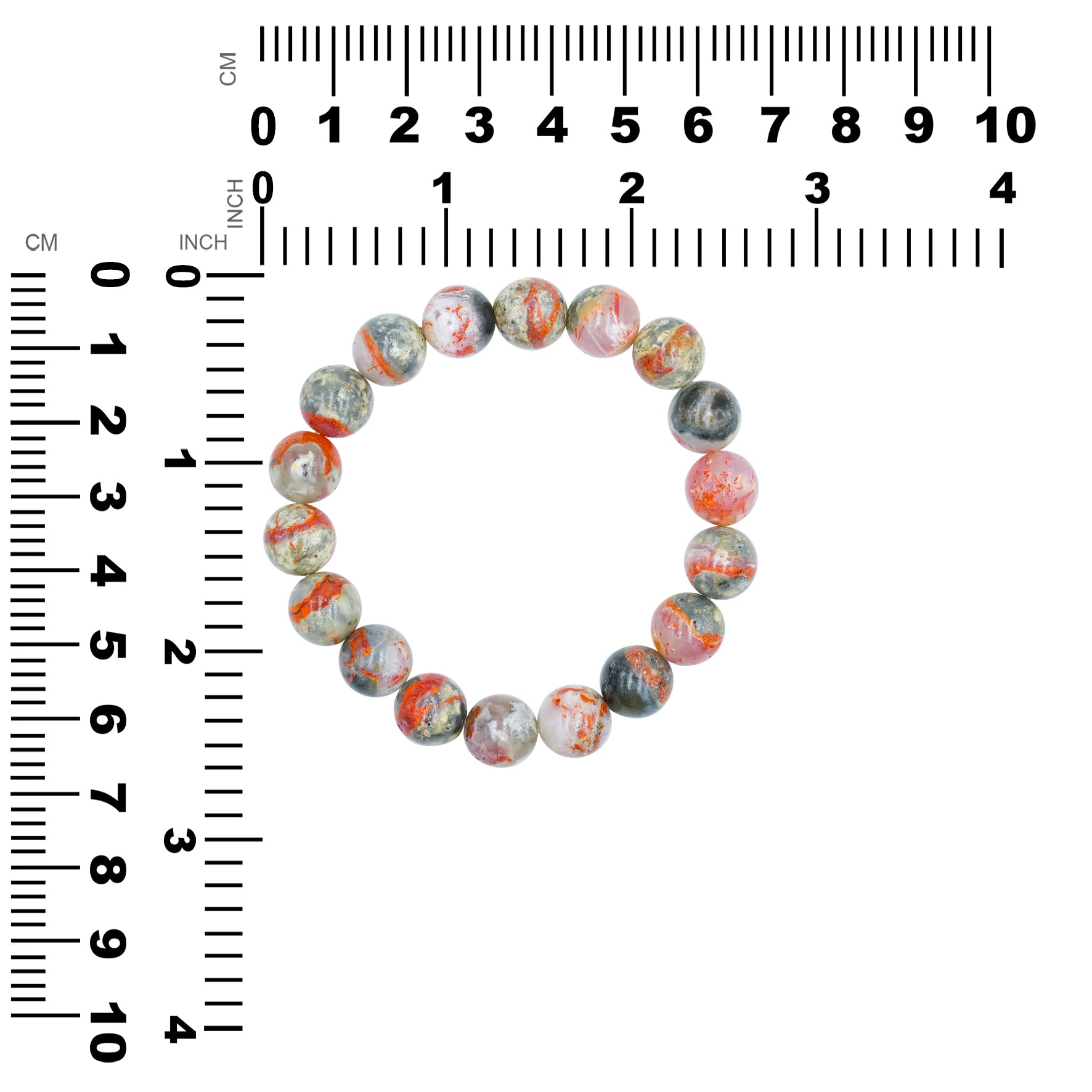 Starborn 10 mm Magma Chalcedon Perlen elastisches Armband