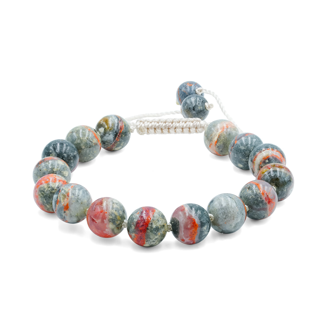 Magma Chalcedony adjustable bead bracelet, featuring 15 pieces of 10 mm beads