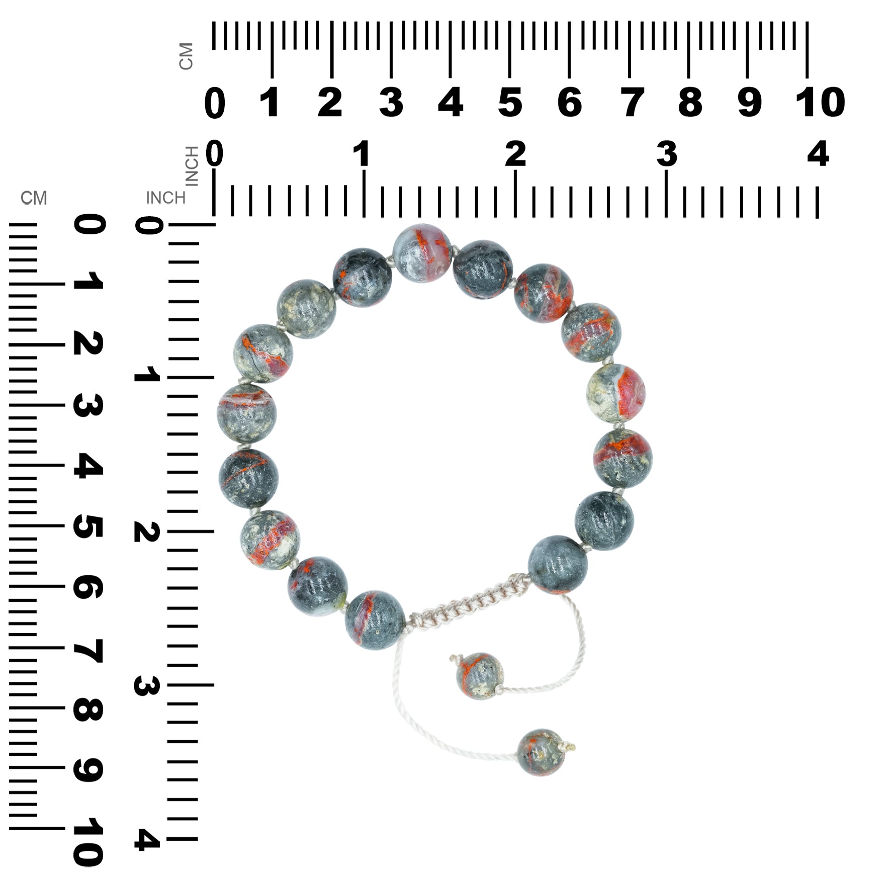 Magma Chalcedony adjustable bead bracelet, featuring 16 pieces of 10 mm beads