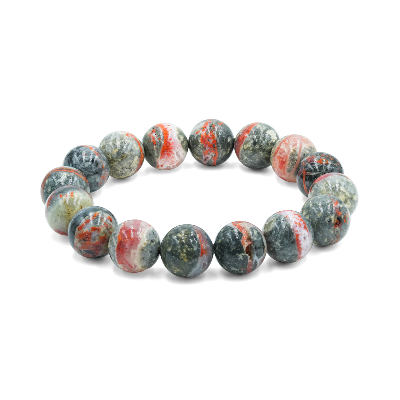 Starborn 10 mm Magma Chalcedon Perlen elastisches Armband