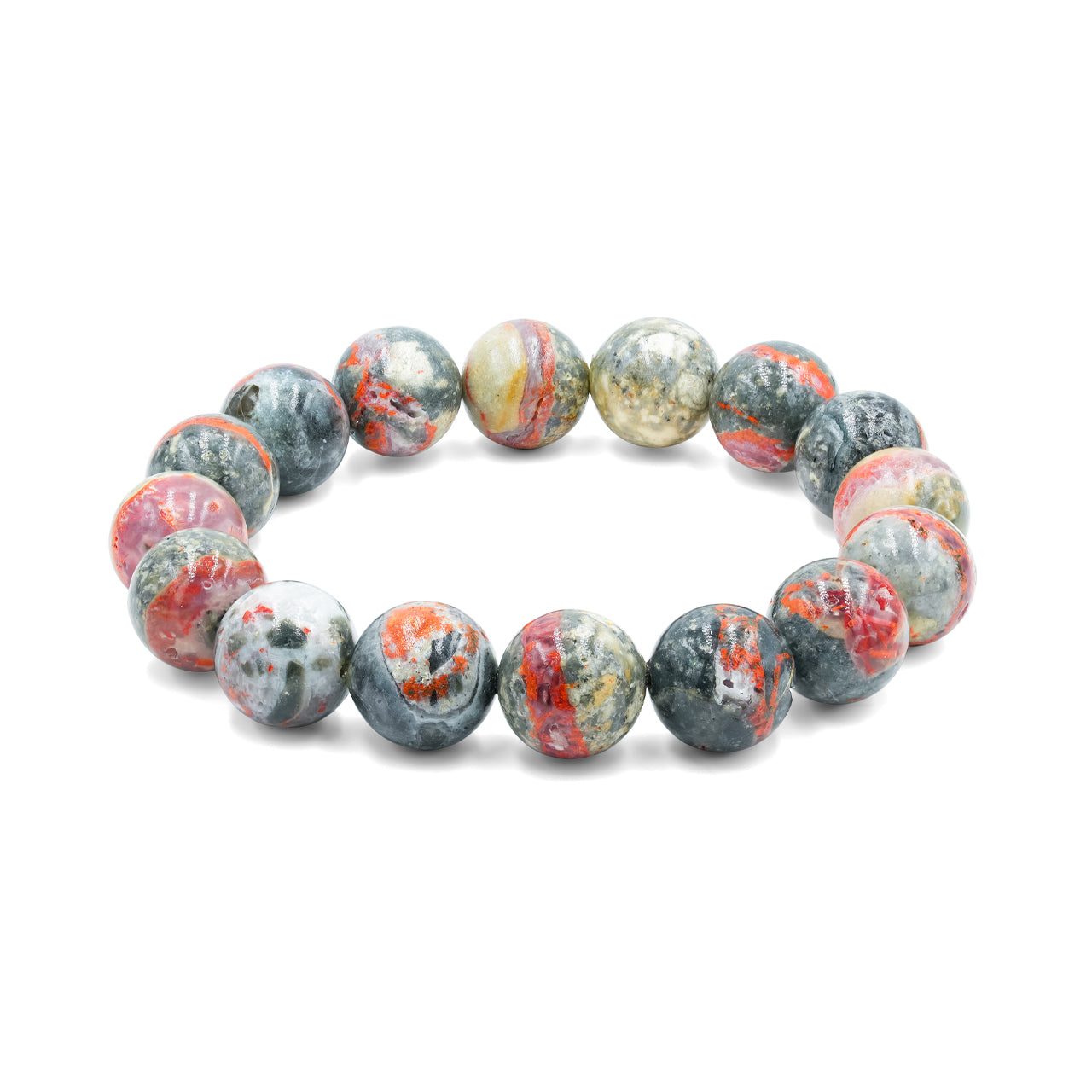 Starborn 10 mm Magma Chalcedon Perlen elastisches Armband