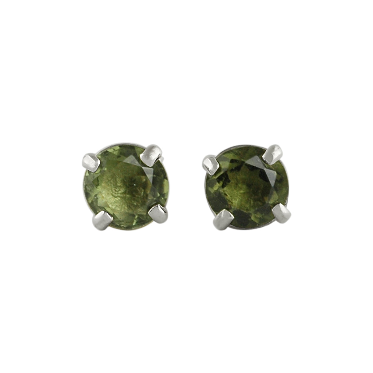 Starborn Faceted Moldavite Post Style Earrings in Sterling Silver