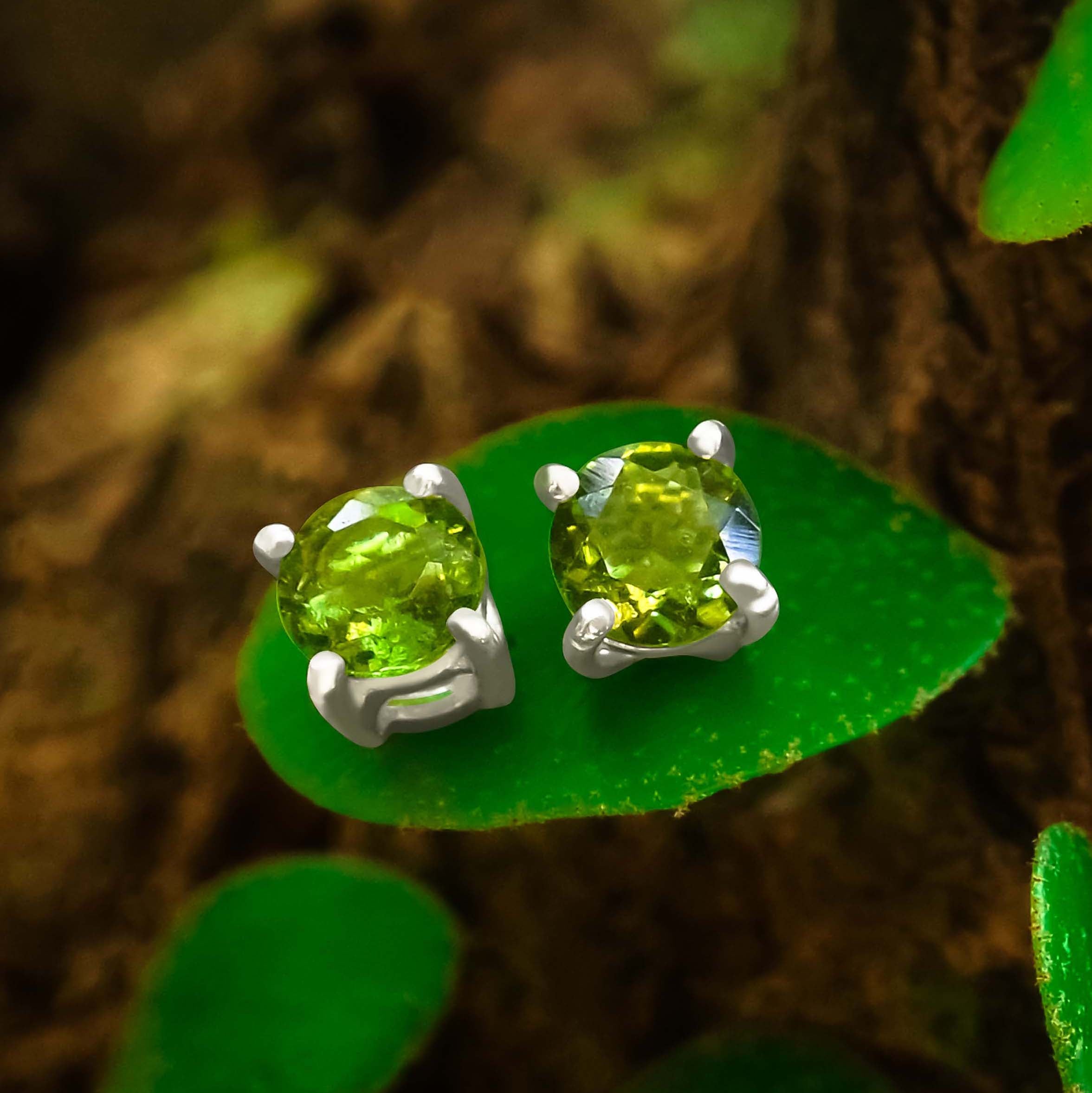 Starborn Faceted Moldavite Post Style Earrings in Sterling Silver
