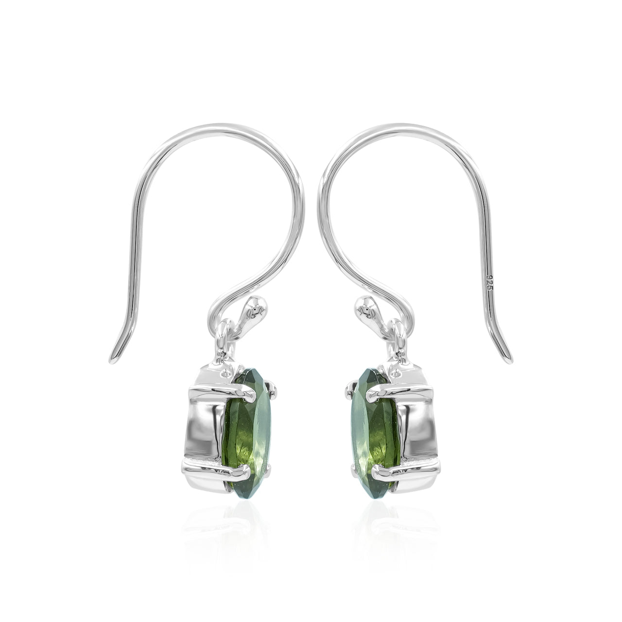 Pendientes ovalados de moldavita Starborn en plata de ley