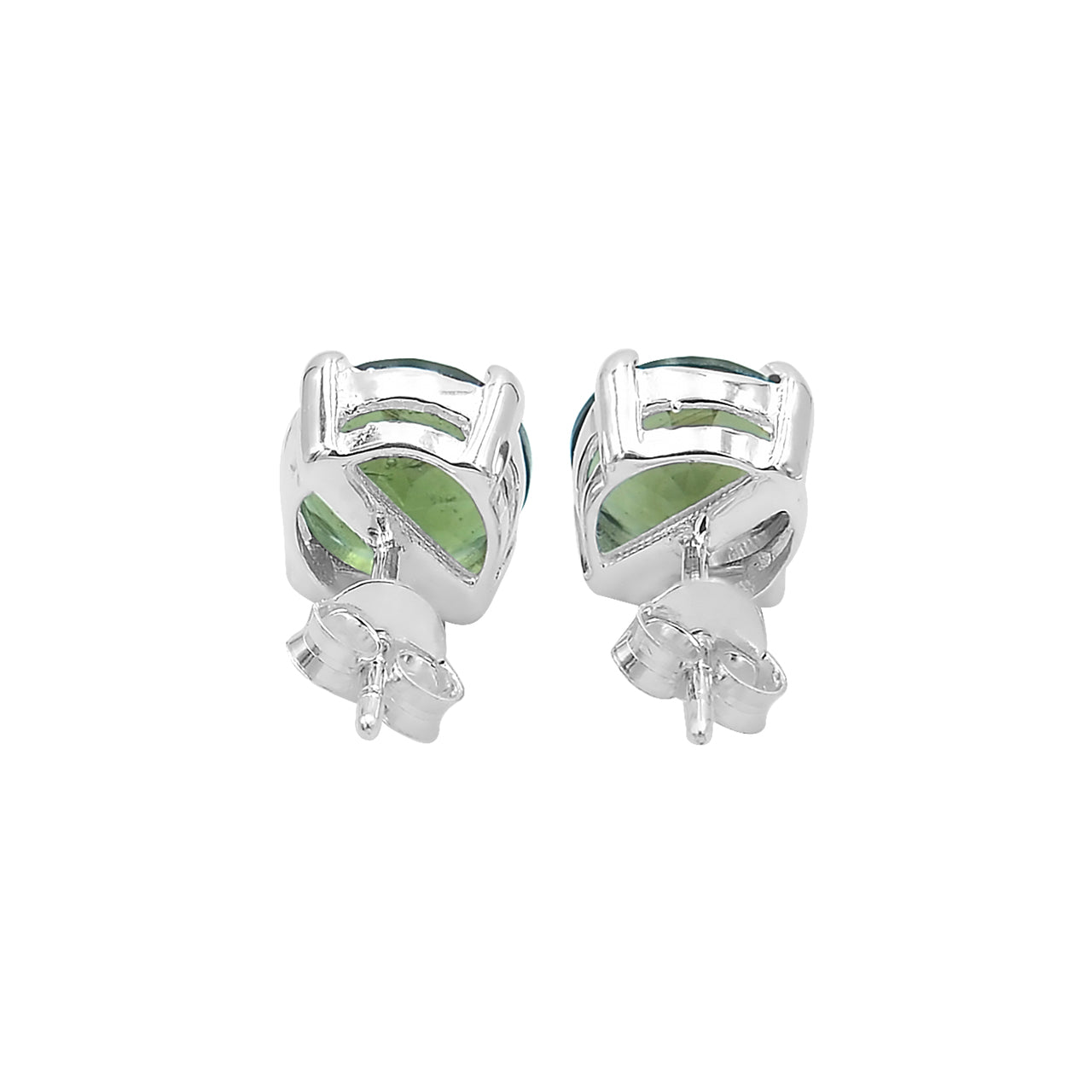 Aretes estilo poste de moldavita facetada Starborn en plata de ley