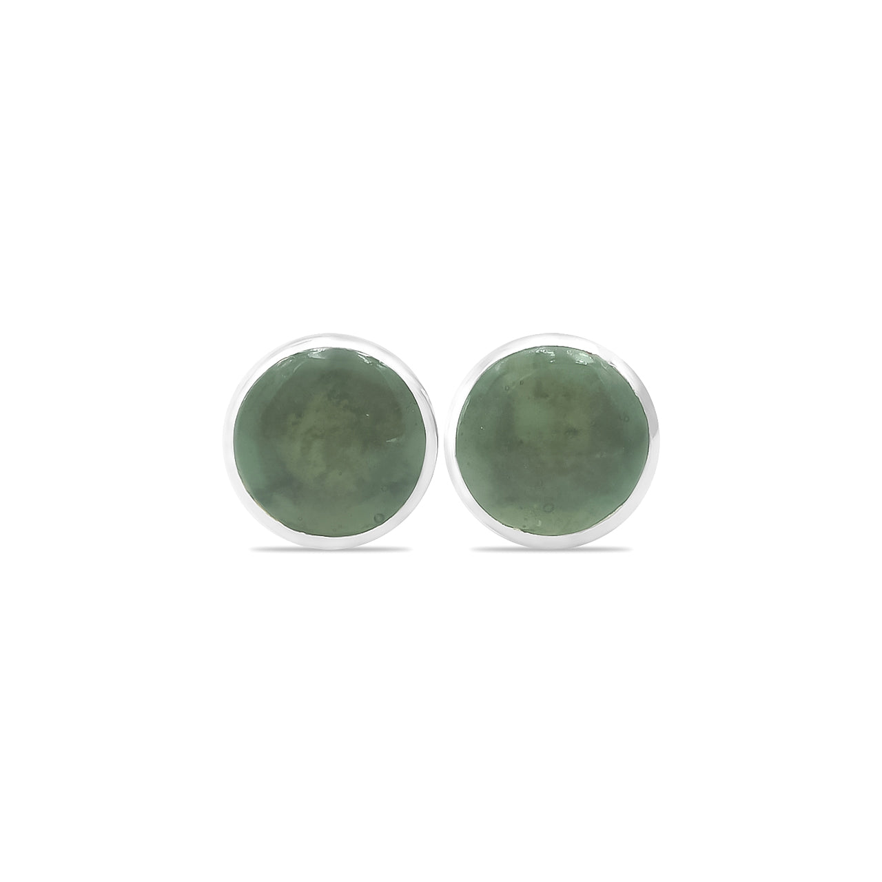 Starborn Moldavite Round 6mm Post Earrings in Sterling Silver