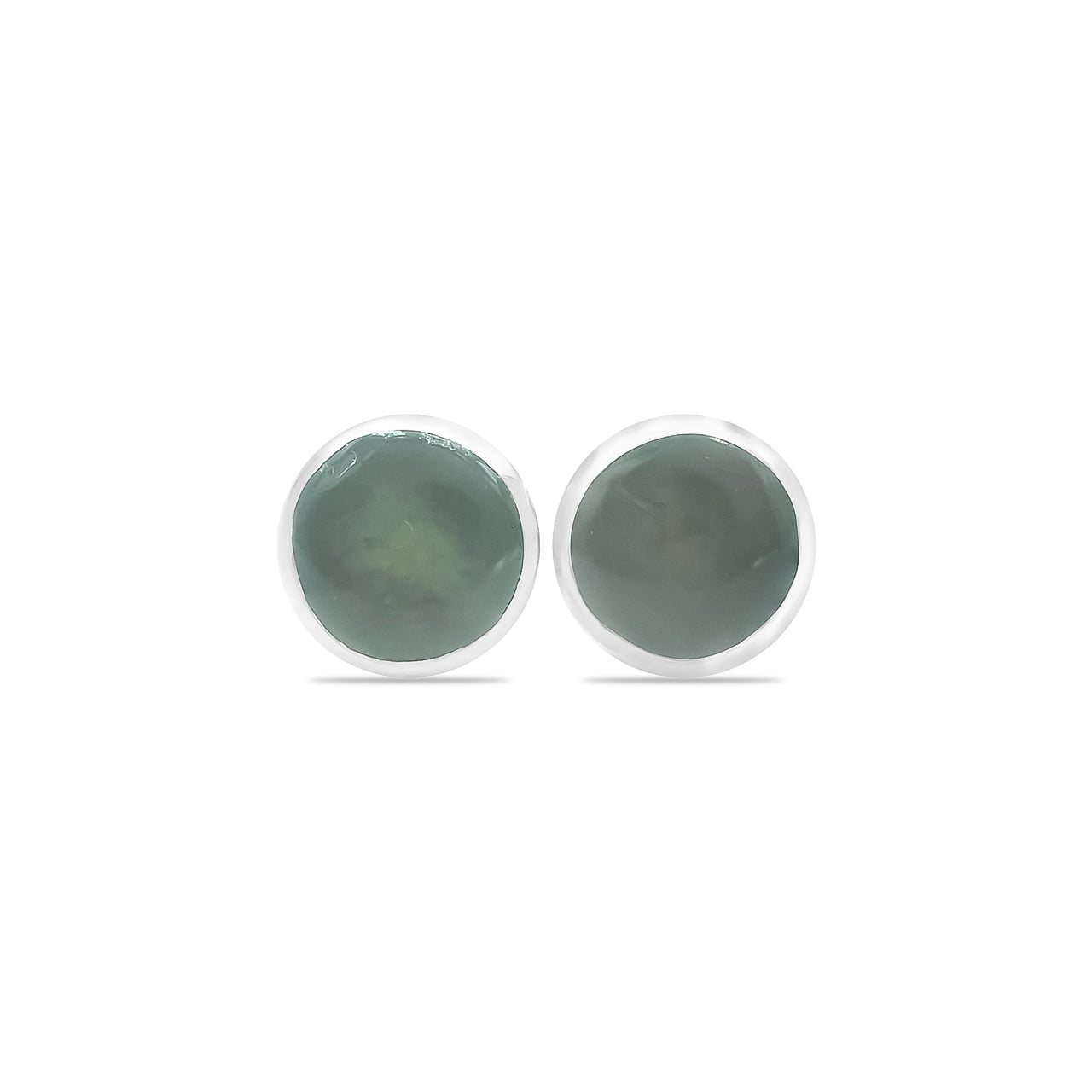 Starborn Moldavite Round 6mm Post Earrings in Sterling Silver