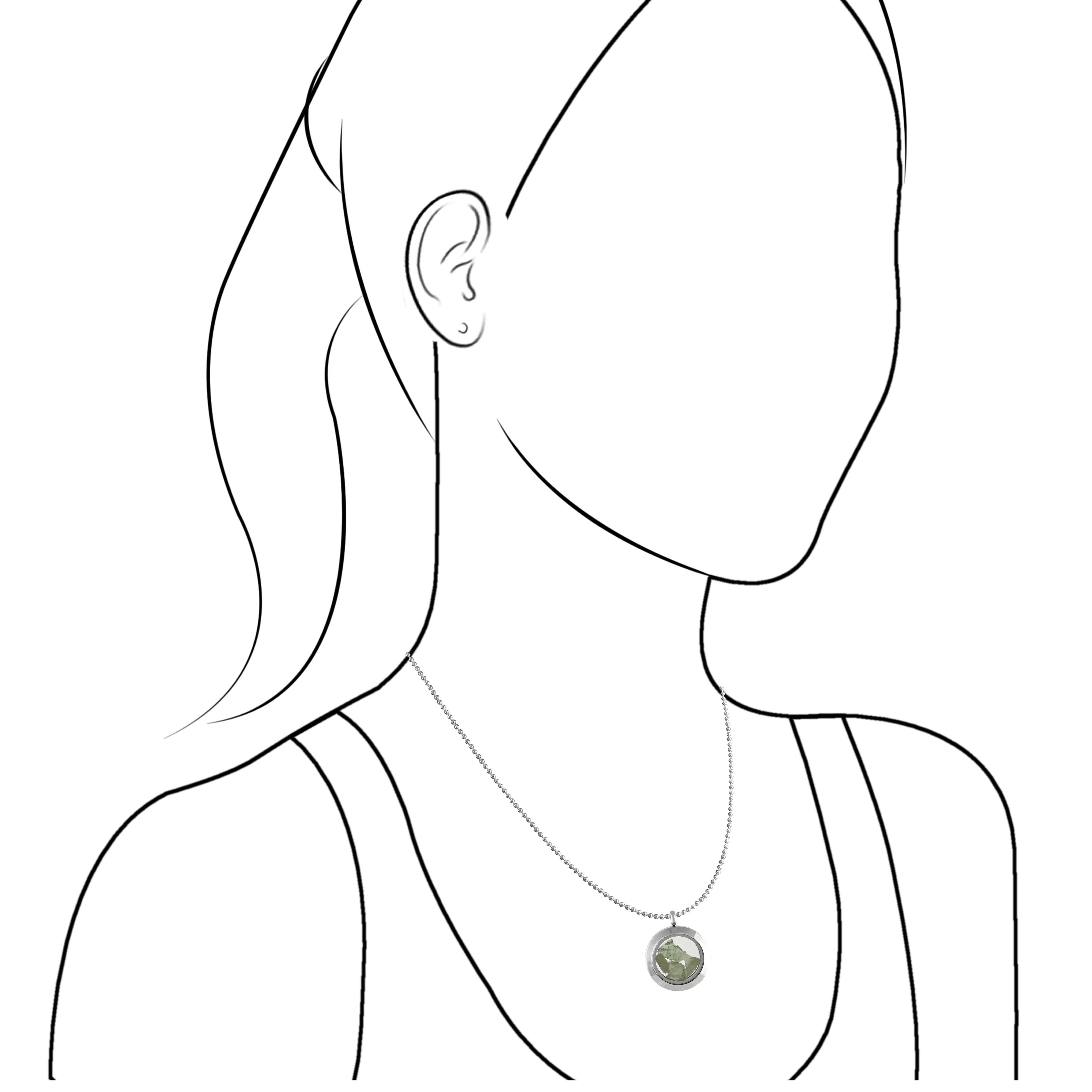 Starborn Moldavite Window Pendant Necklace in Stainless Steel