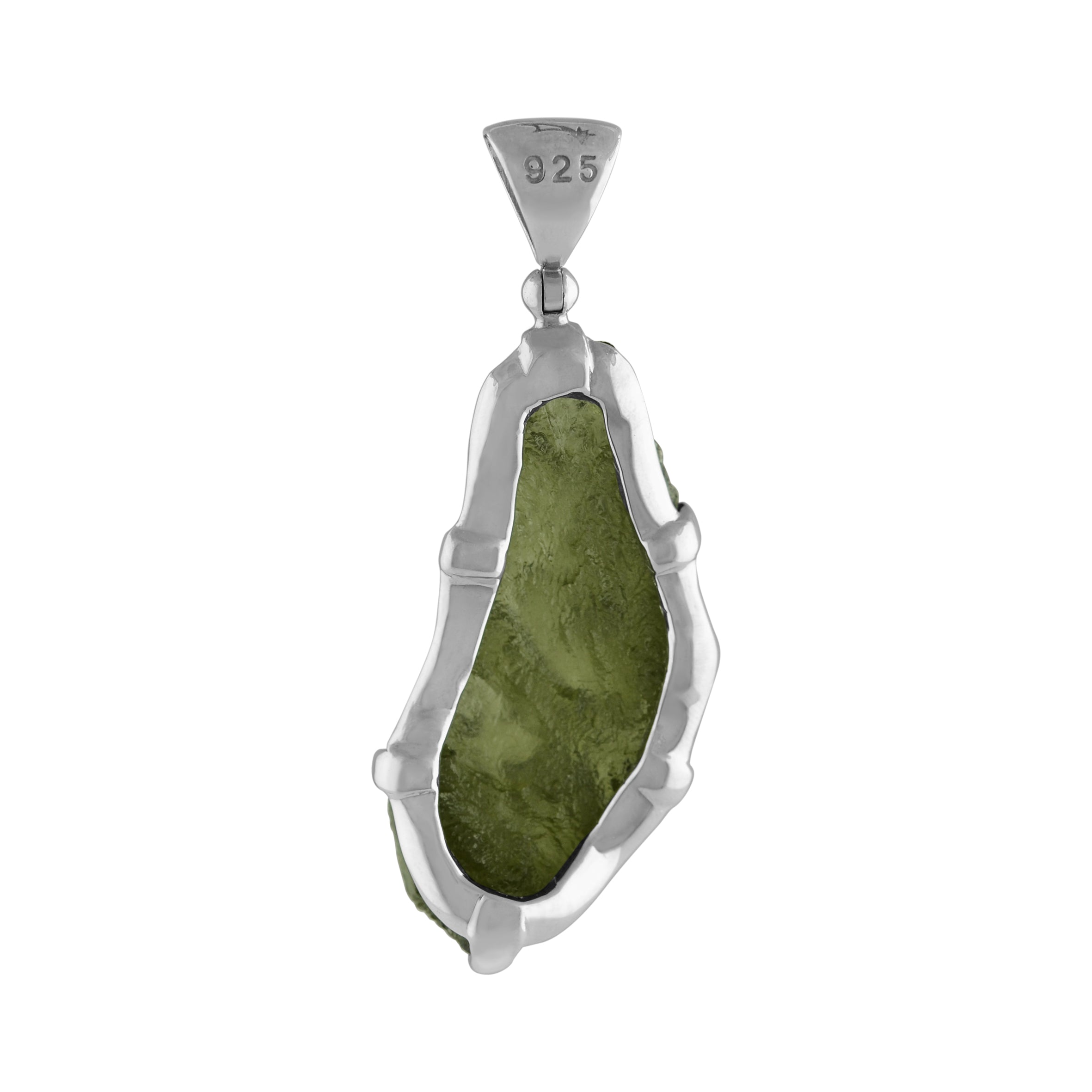 Starborn Natural Elongated Moldavite Drop Pendant in Sterling Silver