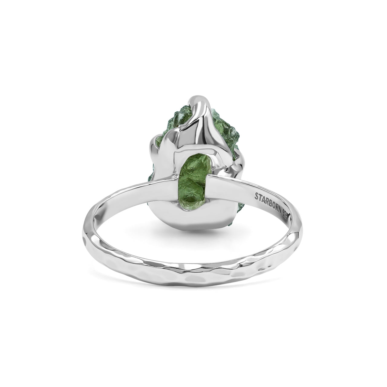 Starborn 4-6 Karat echter Moldavitring in Sterlingsilber