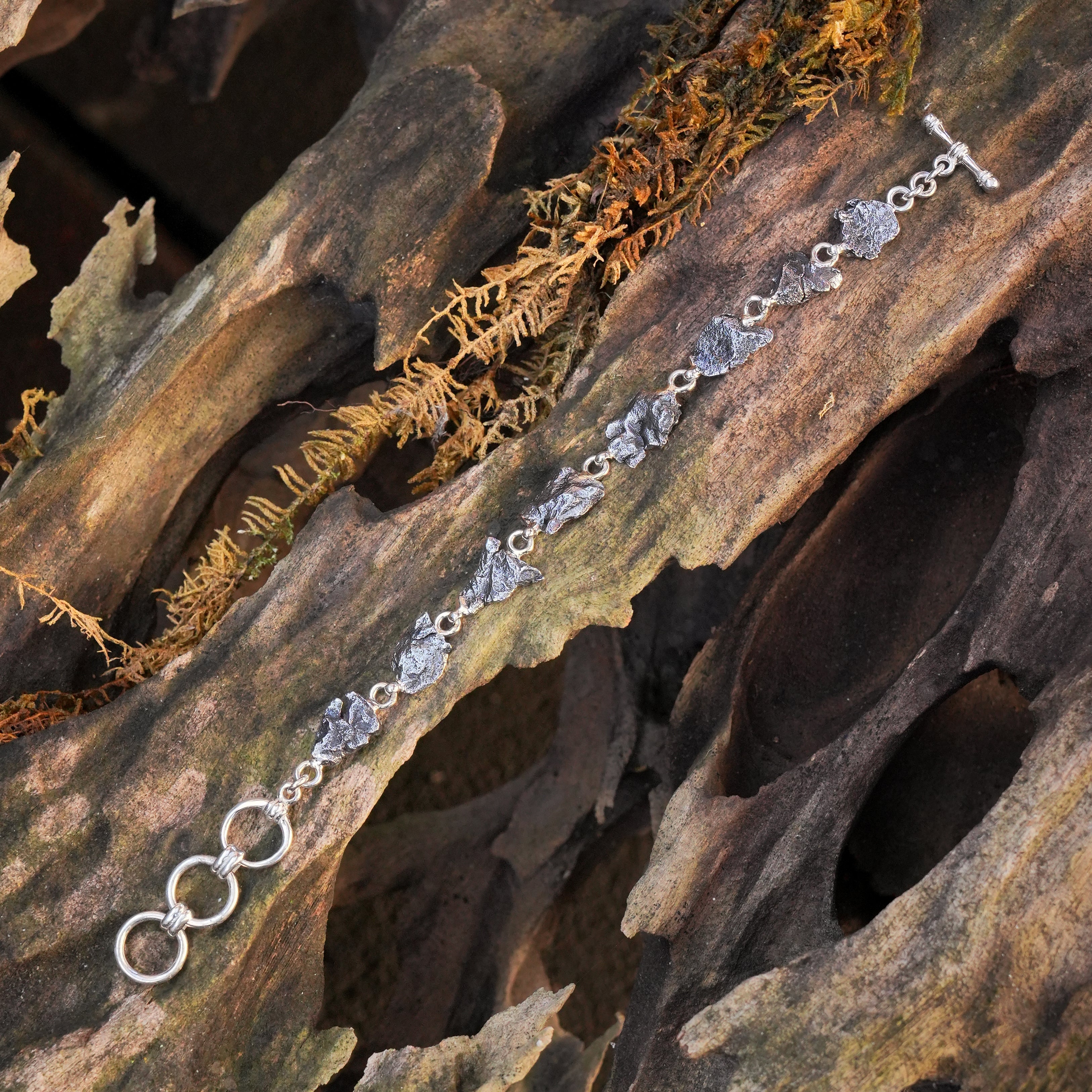 Starborn Campo del Cielo Meteorite Bracelet in Sterling Silver