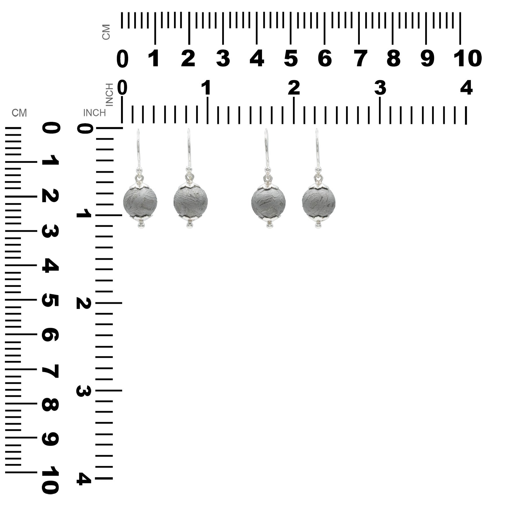 Starborn Aletai Iron Meteorite Sphere Flower Cap Earring in Sterling Silver