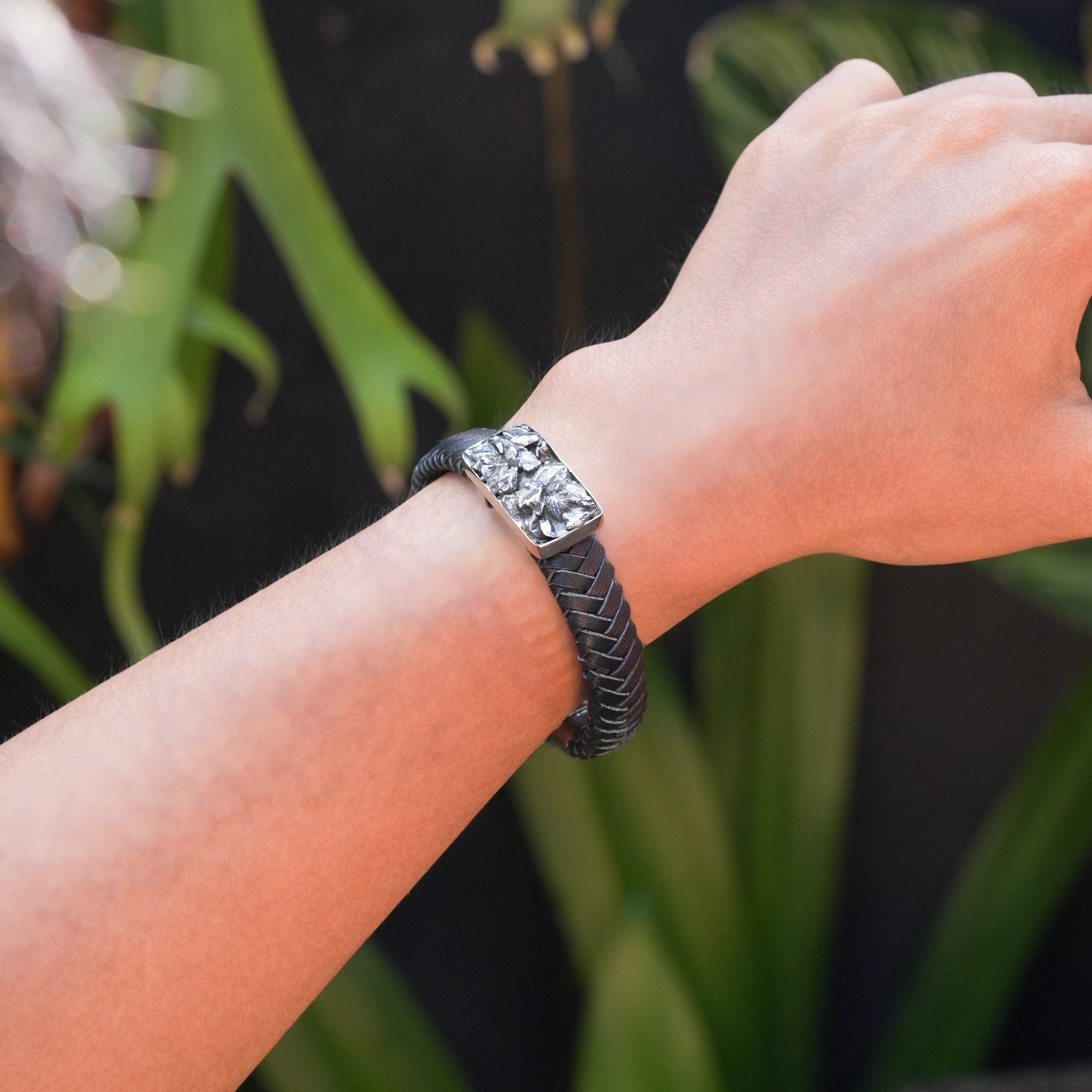 Starborn Campo del Cielo Meteorite Men’s Leather Bracelet