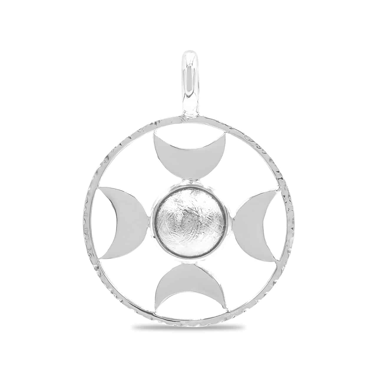 Starborn Gemstones Sphere Directional Crescent Moon Pendant in Sterling Silver