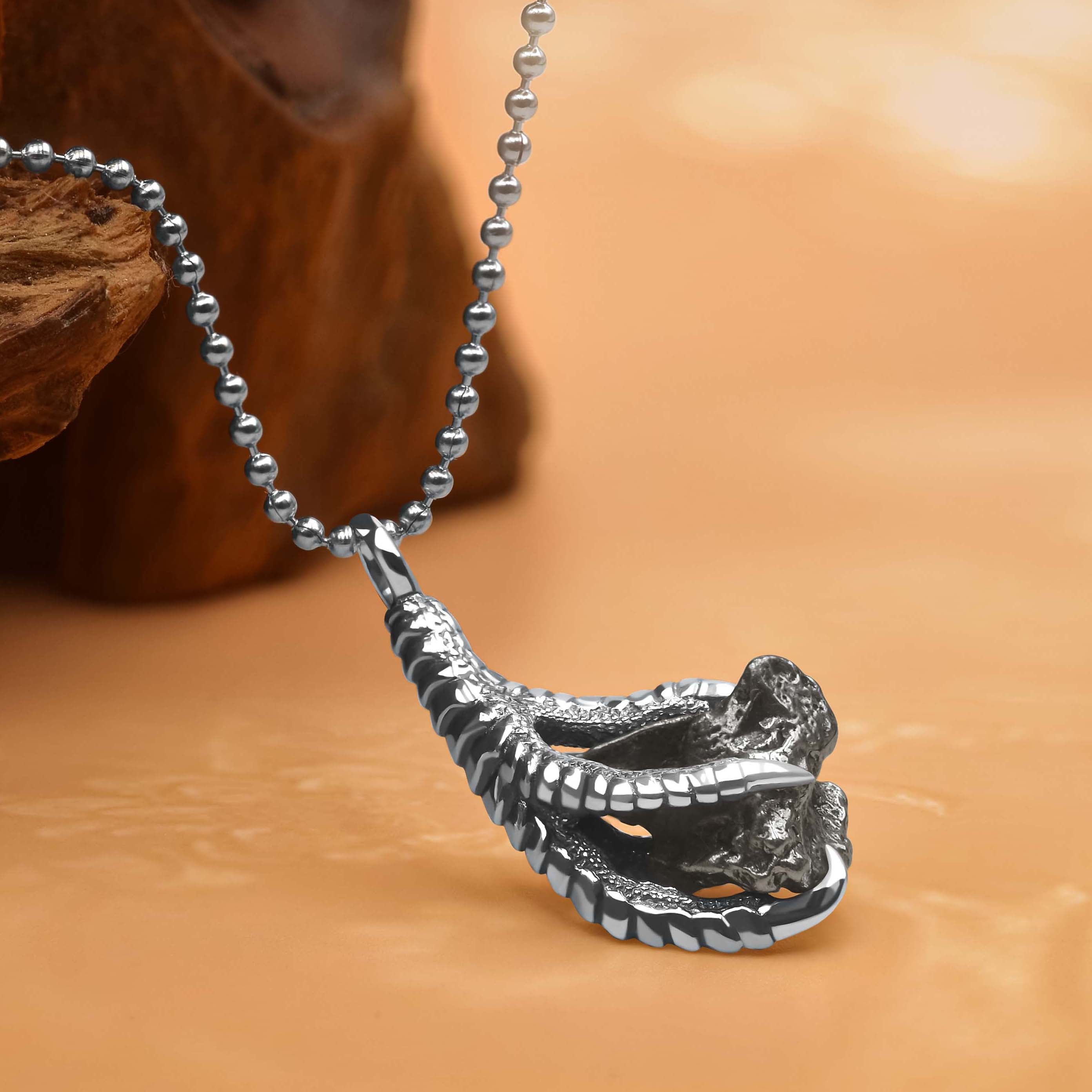 Starborn Campo del Cielo Meteorite Eagle Claw Pendant in Sterling Silver