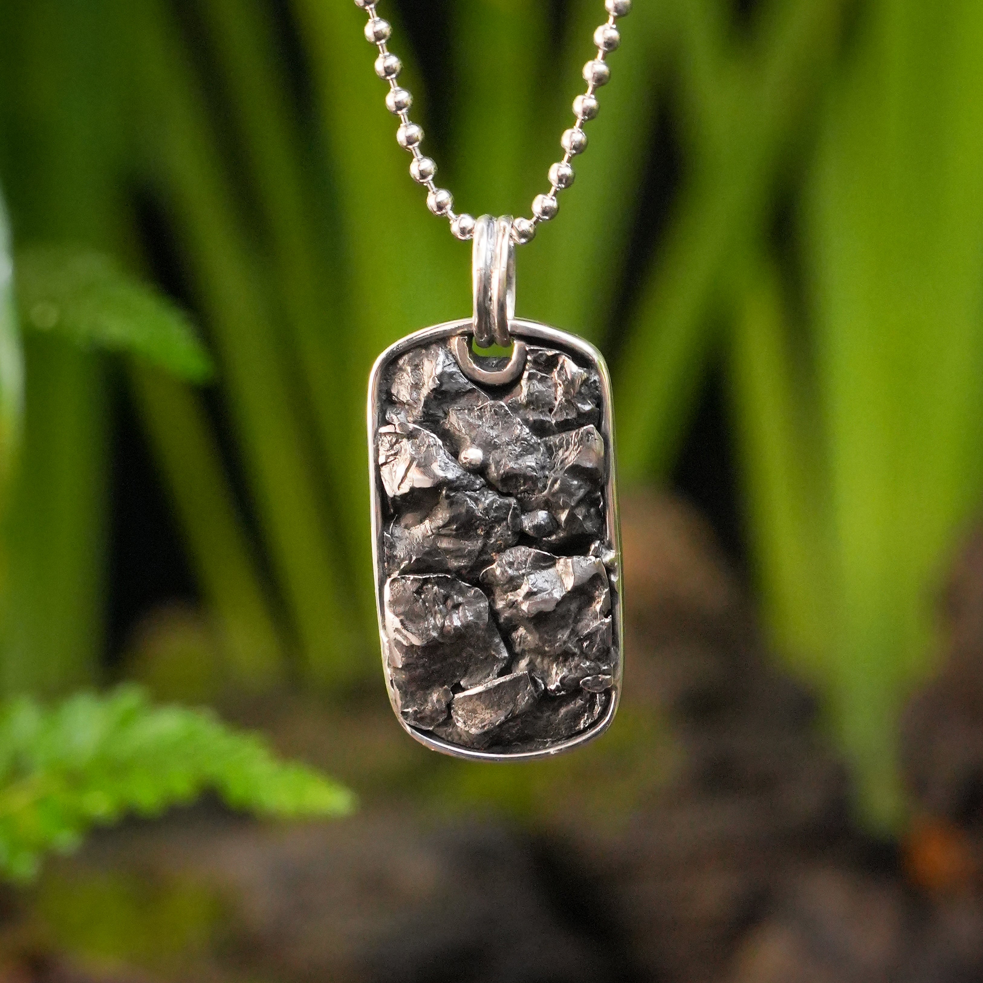 Starborn Campo del Cielo Meteorite Dog-Tag Style Pendant in Sterling Silver