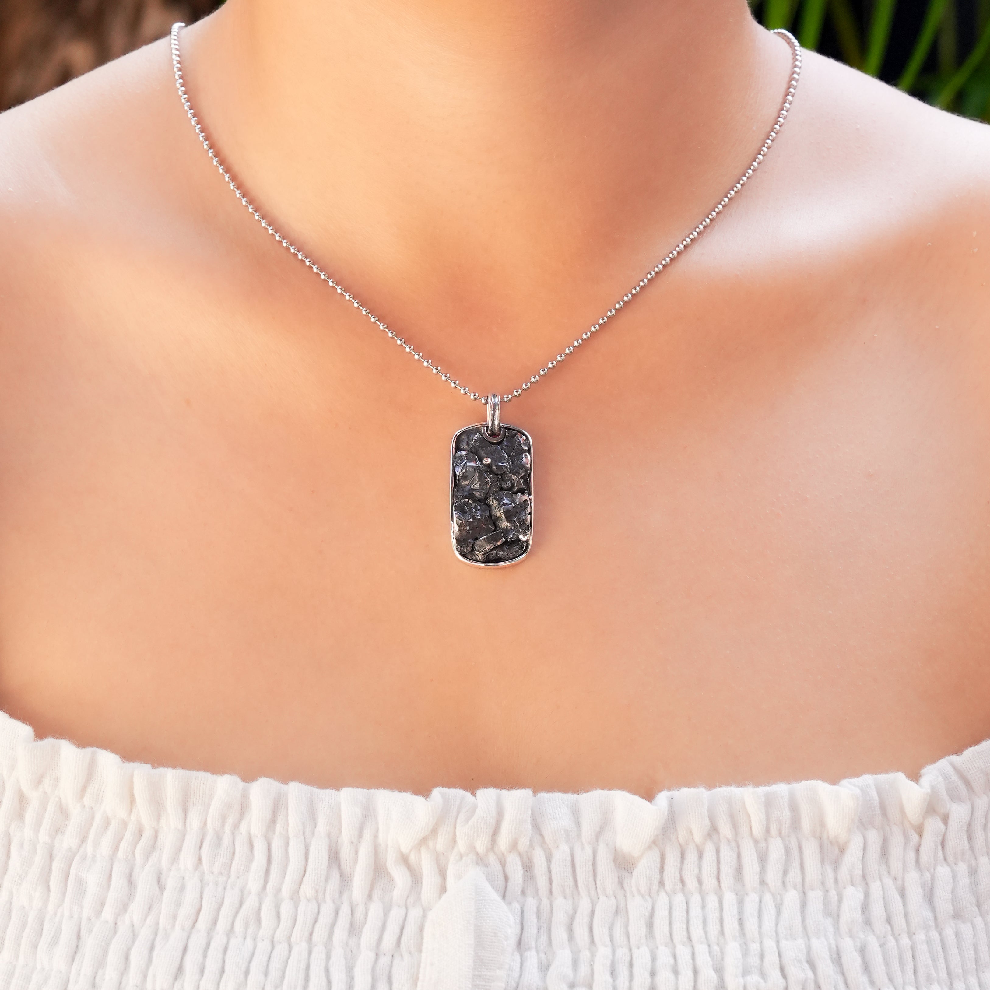 Starborn Campo del Cielo Meteorite Dog-Tag Style Pendant in Sterling Silver