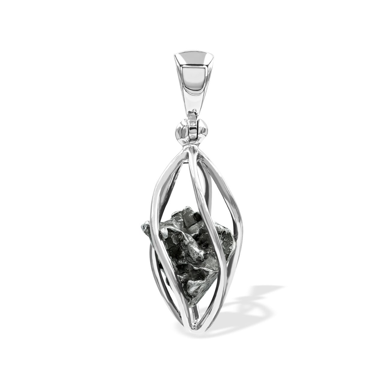Starborn Campo del Cielo Meteorite Cage Pendant in Sterling Silver