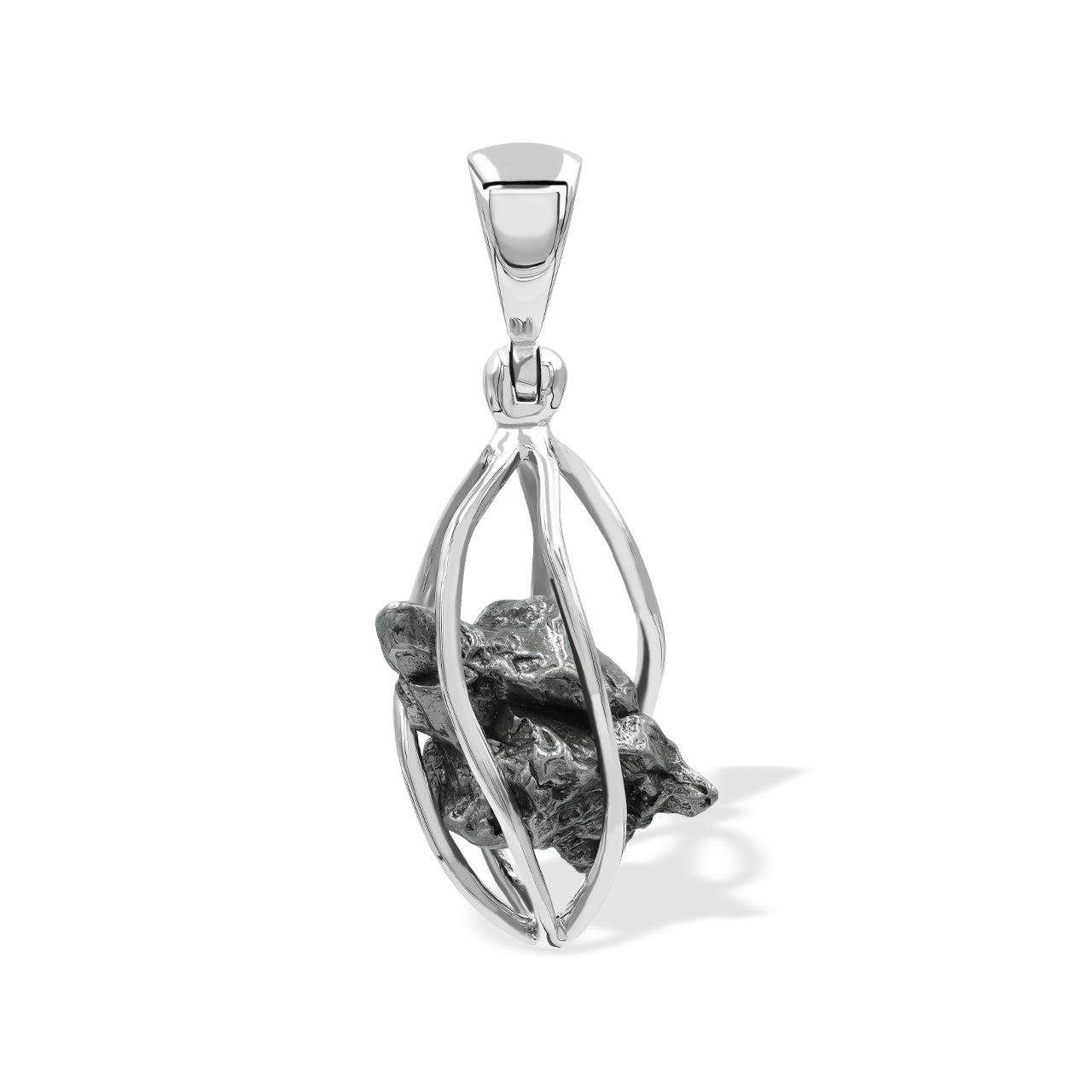 Starborn Campo del Cielo Meteorite Cage Pendant in Sterling Silver