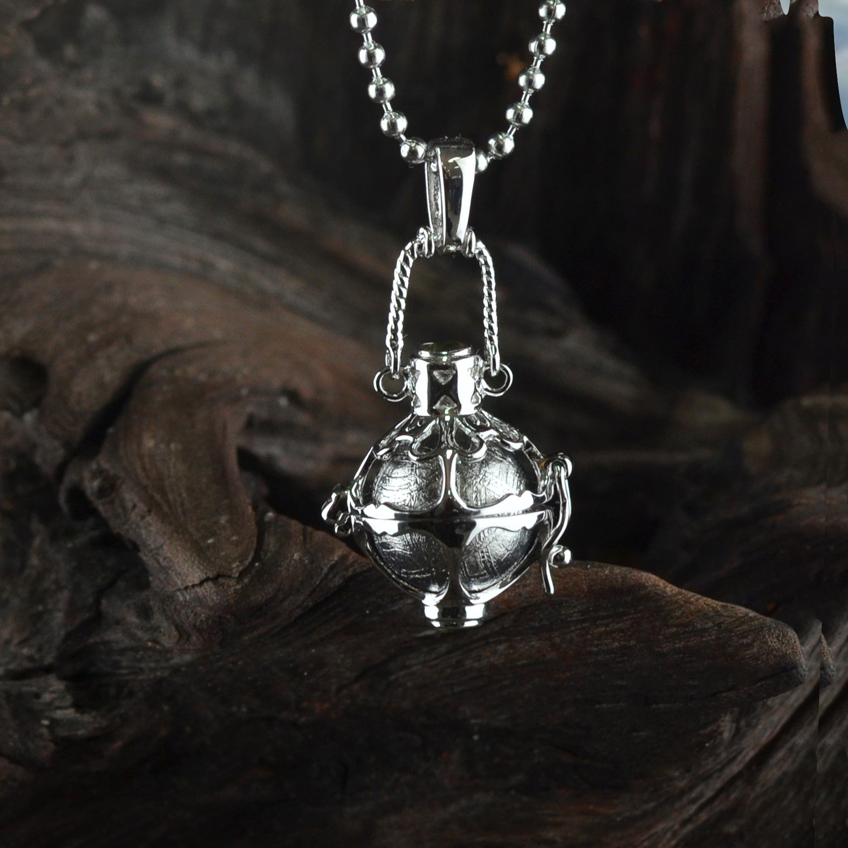 Starborn Moldavite & Muonionalusta Meteorite Pendant in Sterling Silver