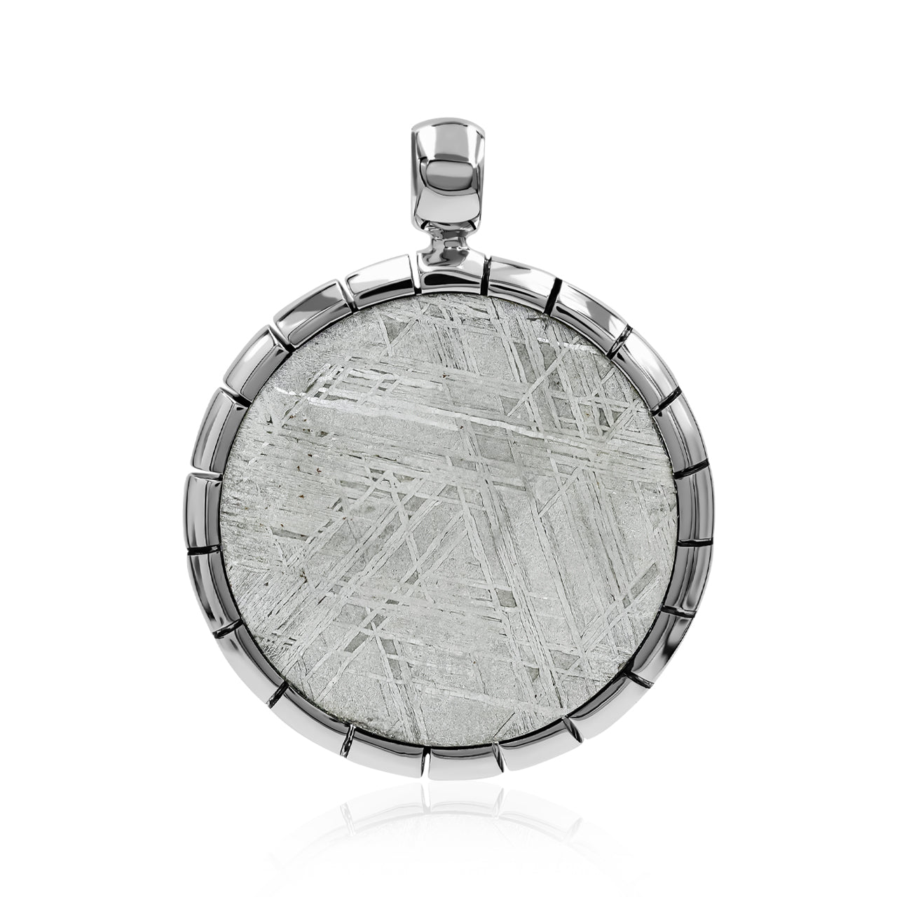 Round Muonionalusta Meteorite Pendant in Sterling Silver