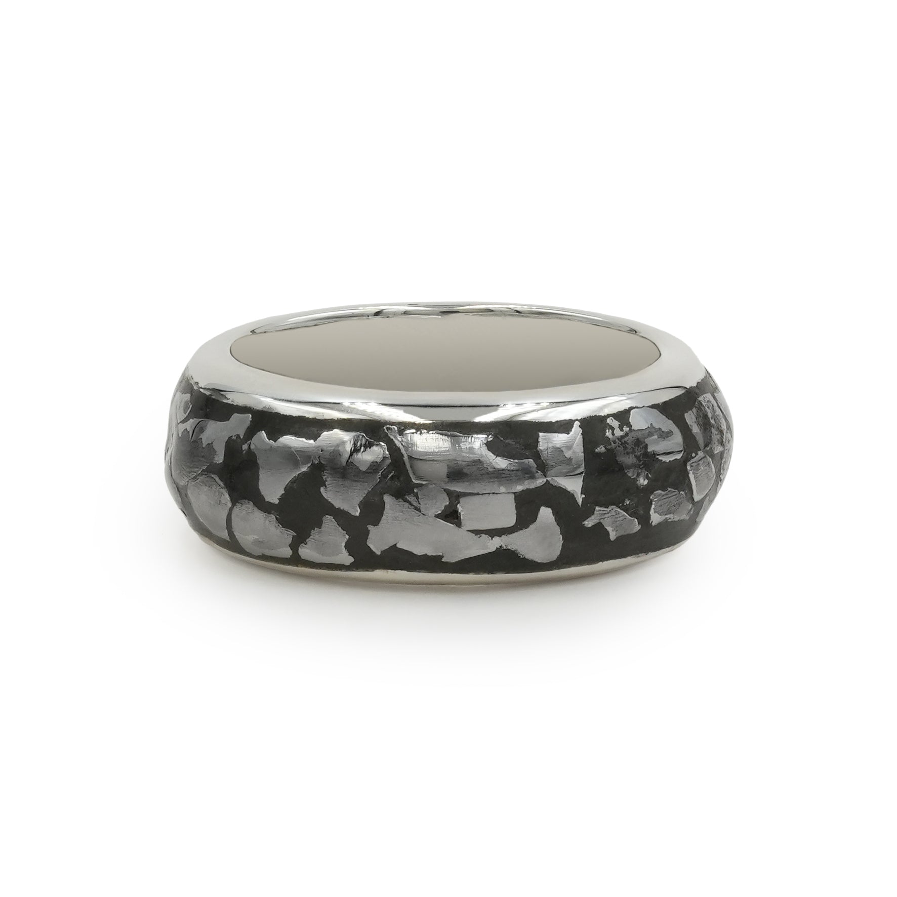 Starborn Campo del Cielo Meteorite Polished Nugget Inlay Ring in Sterling Silver