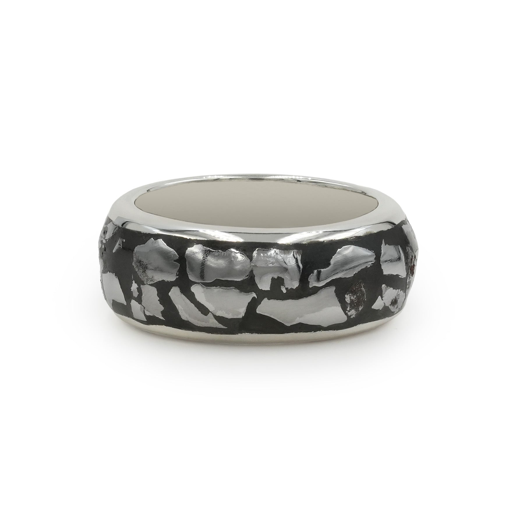 Starborn Campo del Cielo Meteorite Polished Nugget Inlay Ring in Sterling Silver