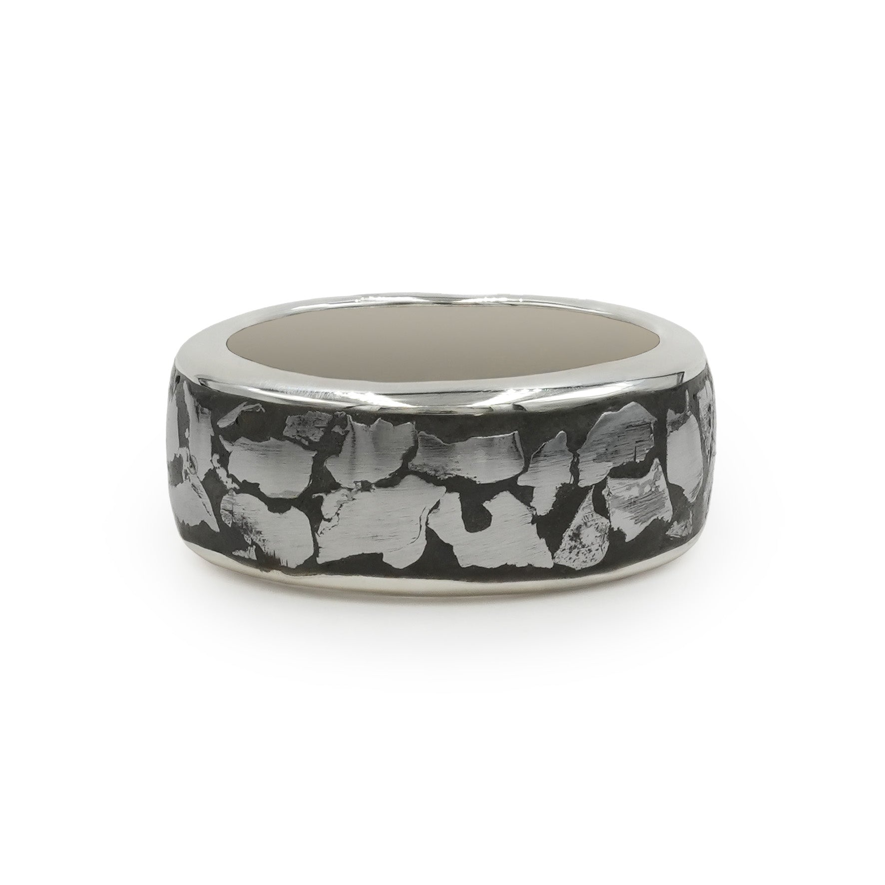 Starborn Campo del Cielo Meteorite Polished Nugget Inlay Ring in Sterling Silver