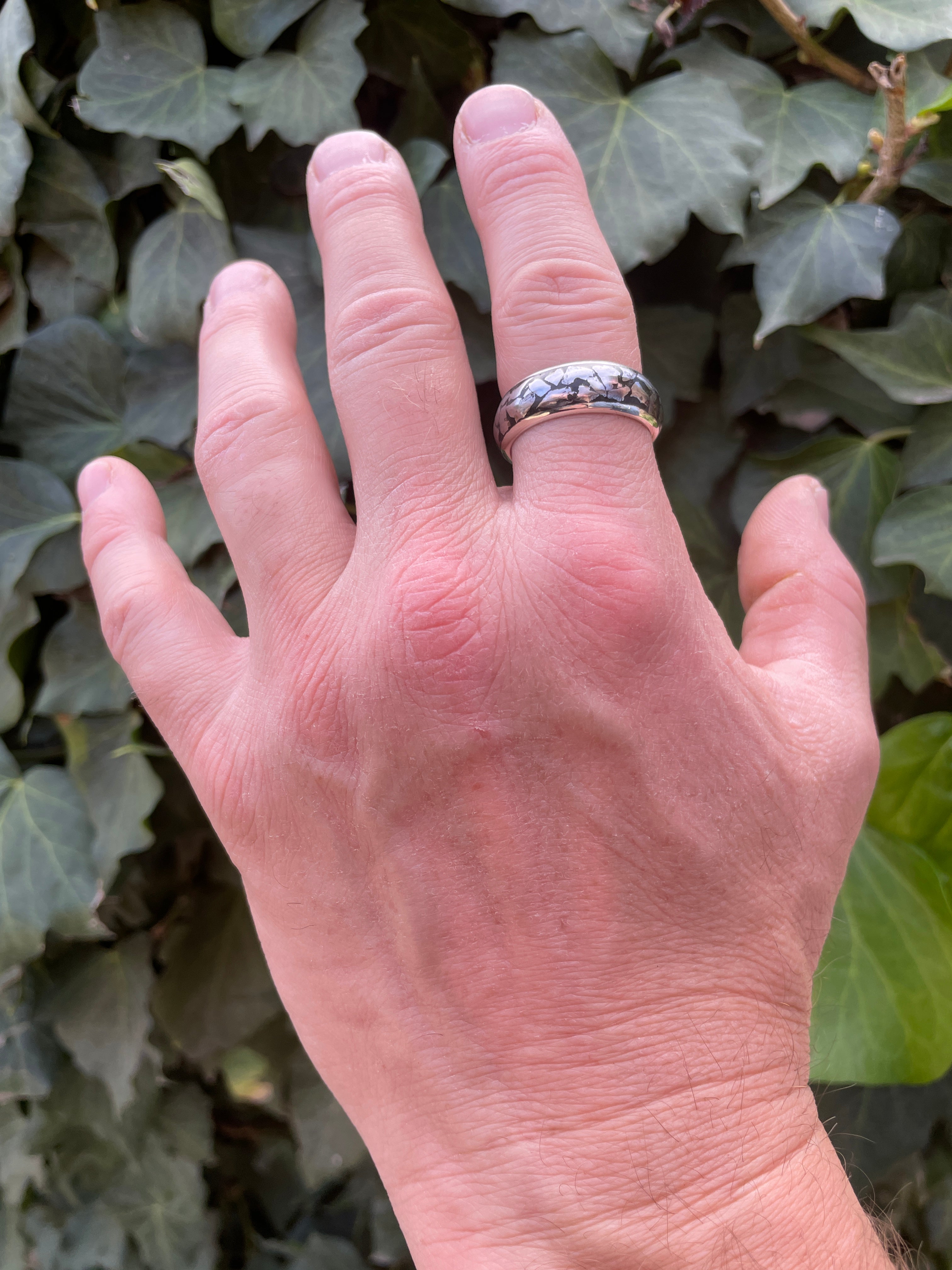 Starborn Campo del Cielo Meteorite Polished Nugget Inlay Ring in Sterling Silver