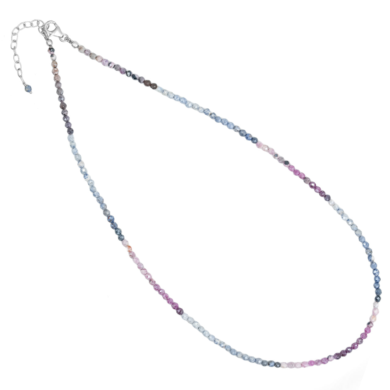 Starborn Sapphire and Ruby Round Faceted Bead Chain Necklace