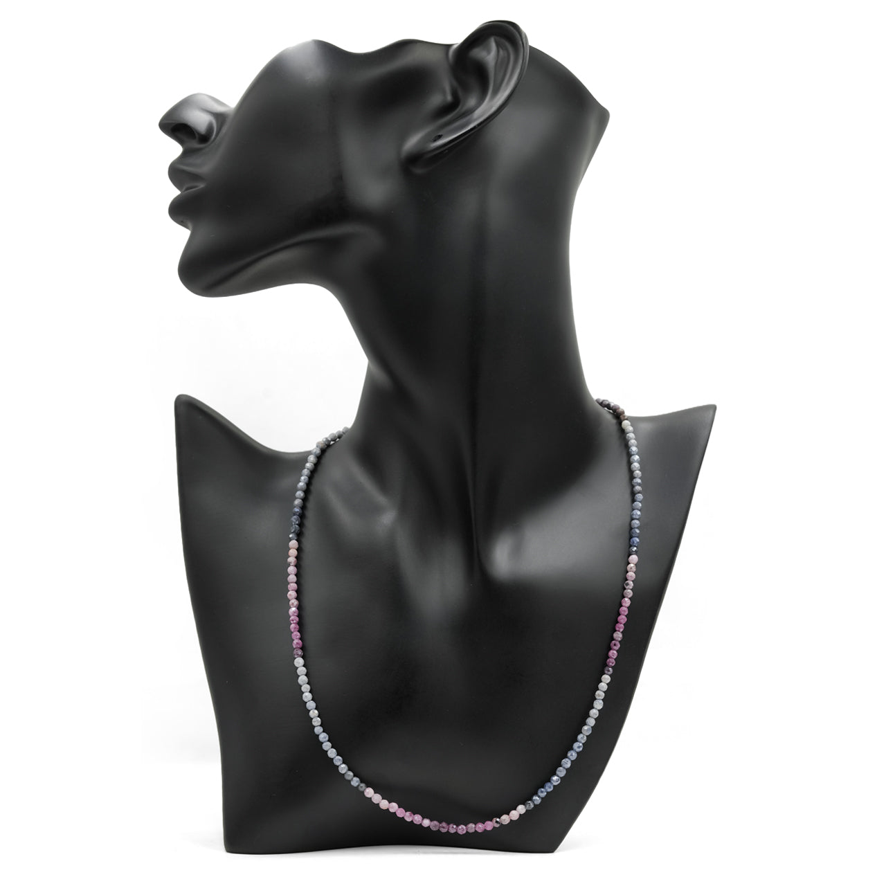 Starborn Sapphire and Ruby Round Faceted Bead Chain Necklace