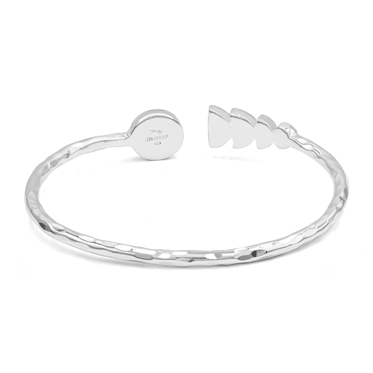 Brazalete abierto Starborn con diseño de piedras preciosas en fase lunar en plata de ley