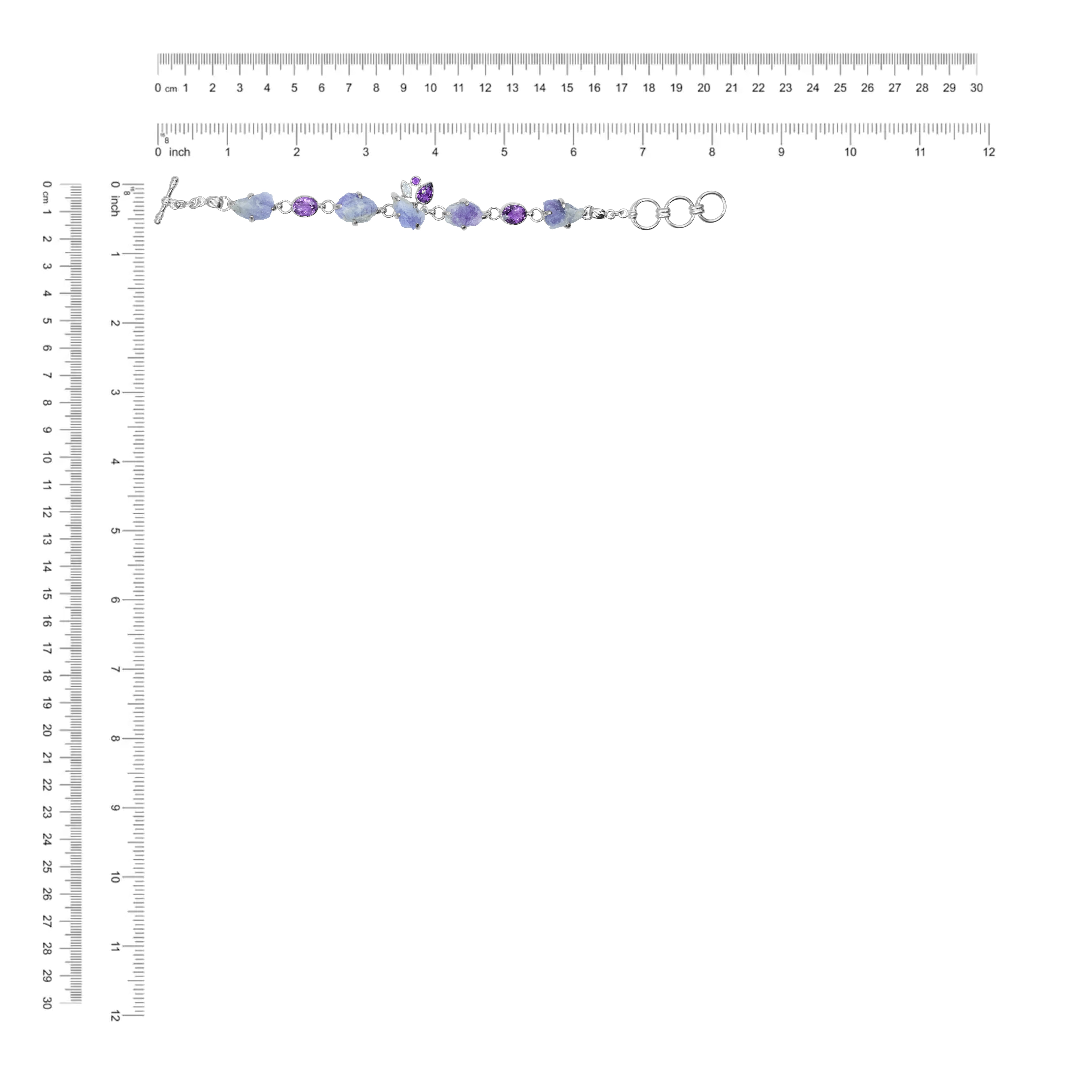 Starborn Amethyst, Fluorescent Hackmanite, and White Topaz Bracelet in Sterling Silver
