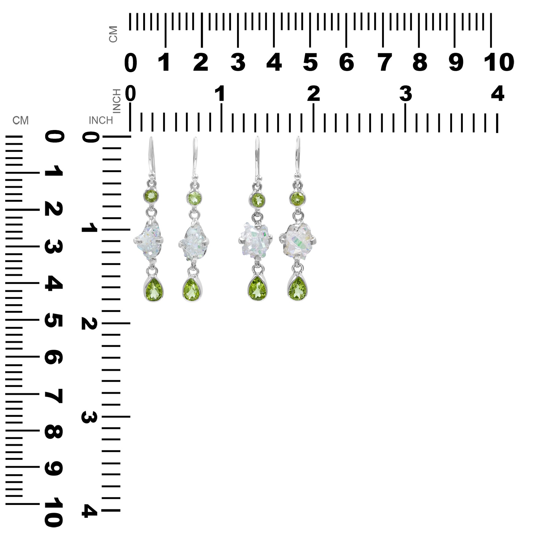 Starborn Blue Topaz & Angel Aura Quartz Crystal Dangle Earrings in Sterling Silver