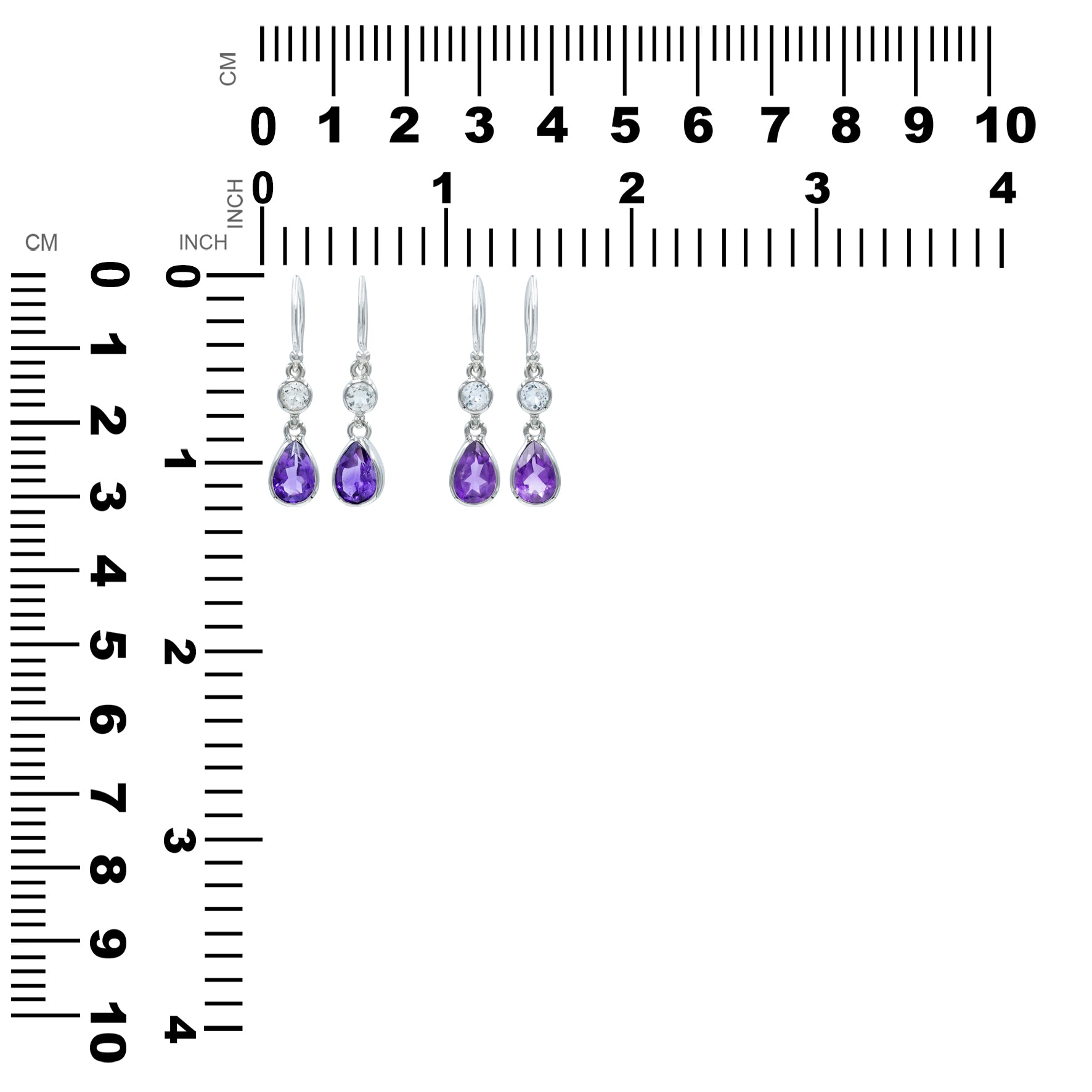 Starborn Faceted Amethyst with White Topaz Accents Earring in Sterling Silver