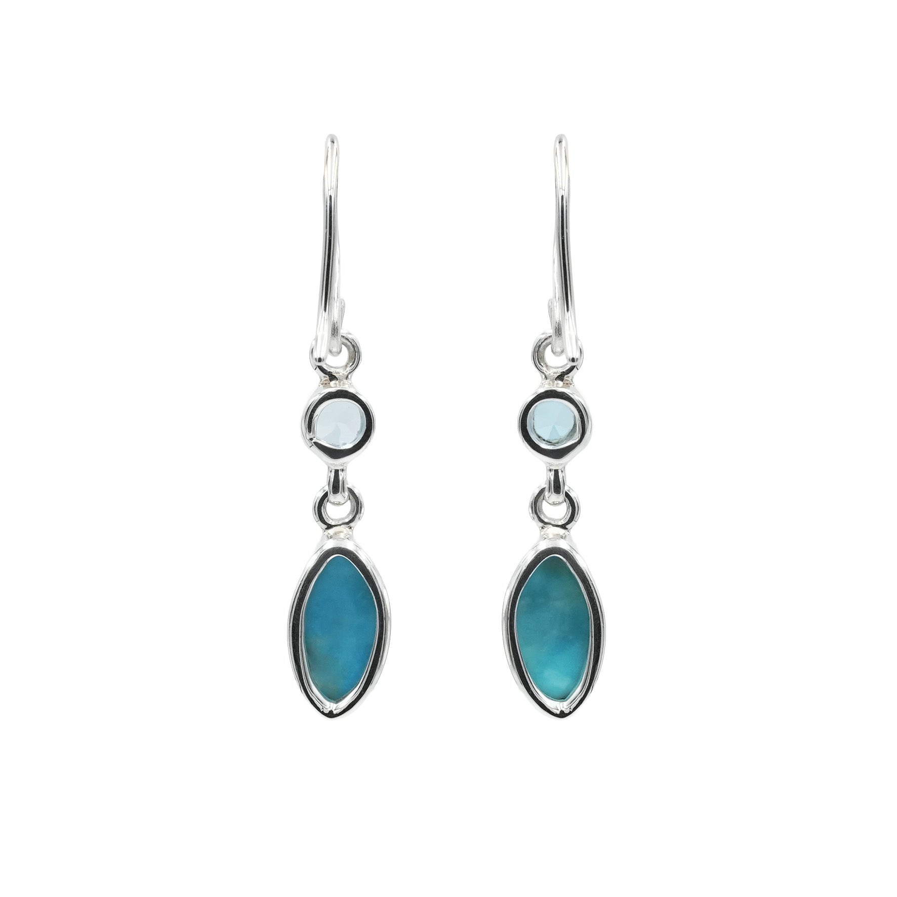 Starborn Blue Topaz & Sleeping Beauty Turquoise Dangle Earrings in Sterling Silver
